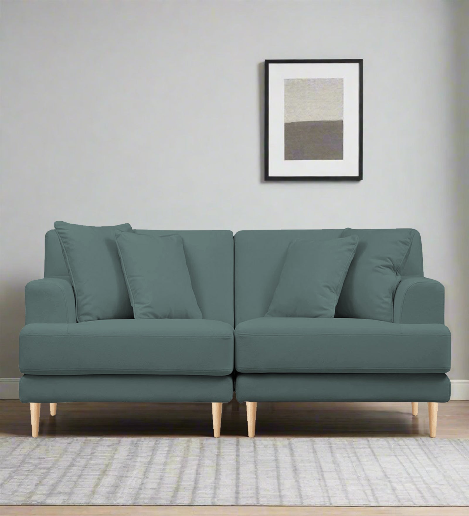 Woody Fabric 2 Seater Sofa In Pista Green Colour - Febonic Living