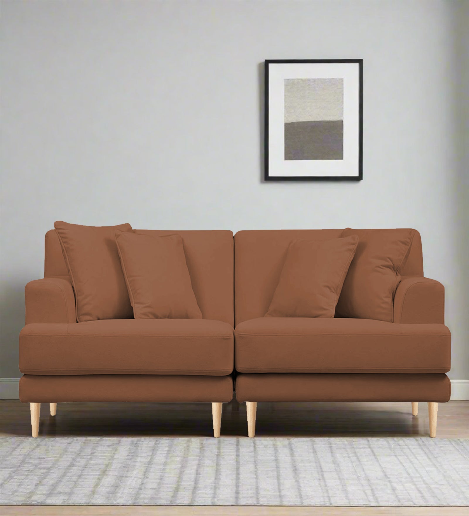 Woody Fabric 2 Seater Sofa In Caramel Beige Colour - Febonic Living