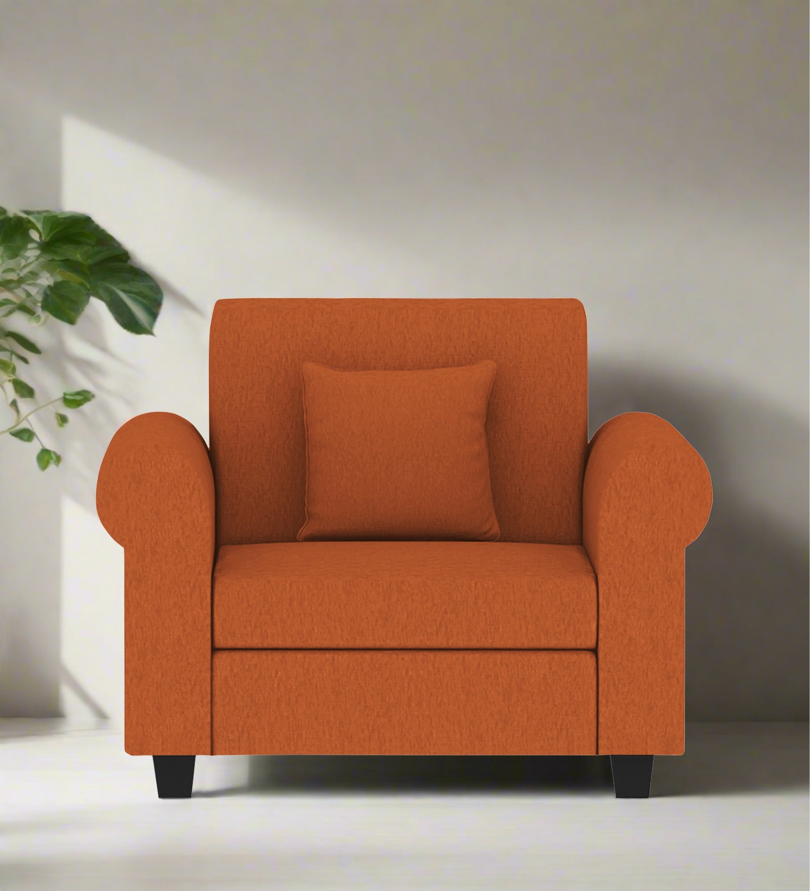 Derado Fabric 1 Seater Sofa In Vivid Orange Colour - Febonic Living
