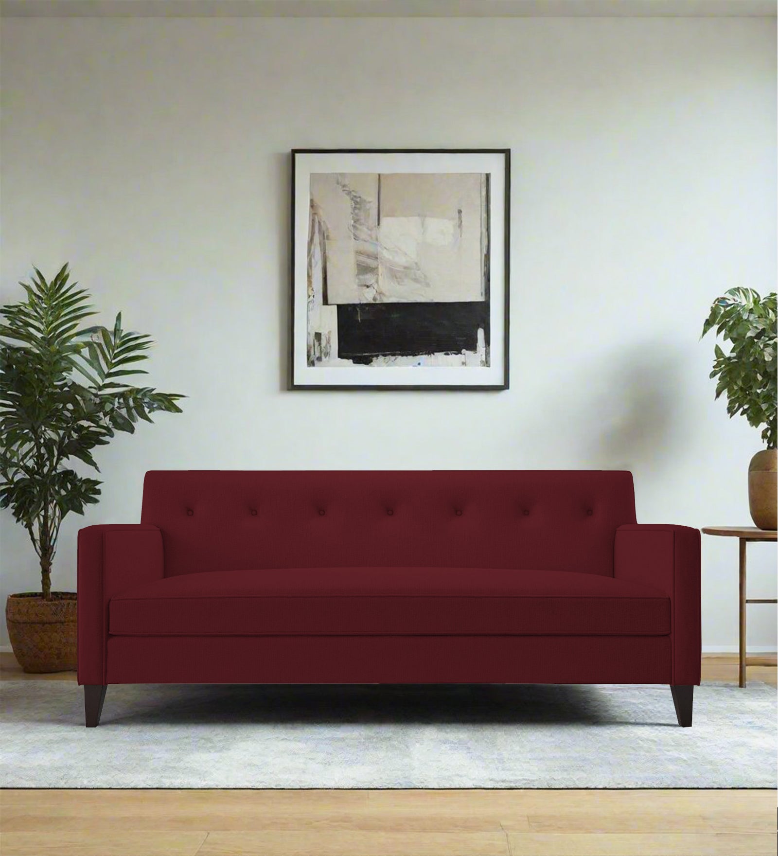 Miller Fabric 3 Seater Sofa In Blood Maroon Colour - Febonic Living