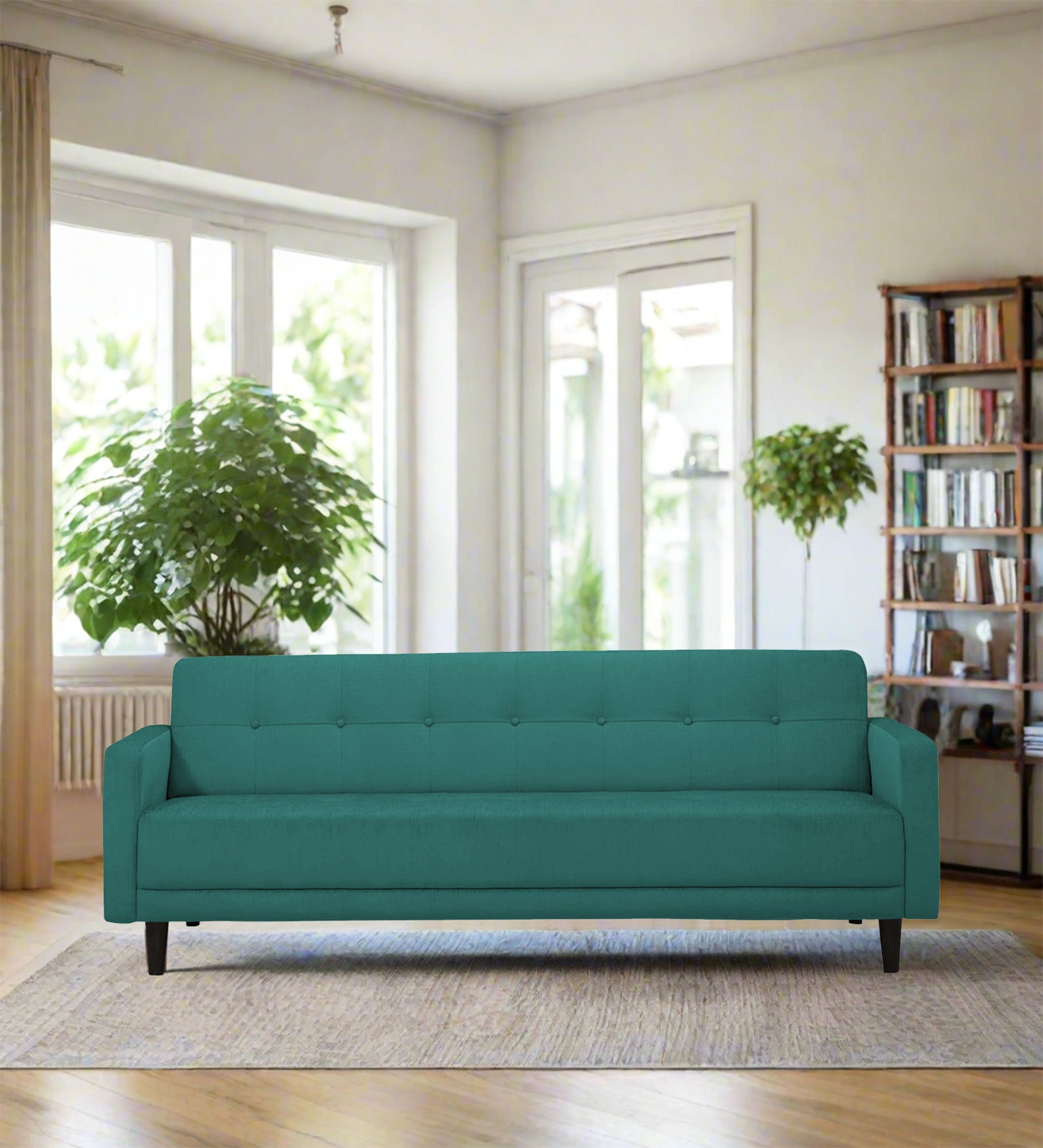 Noha Fabric 3 Seater Sofa In Sea Green Colour - Febonic Living
