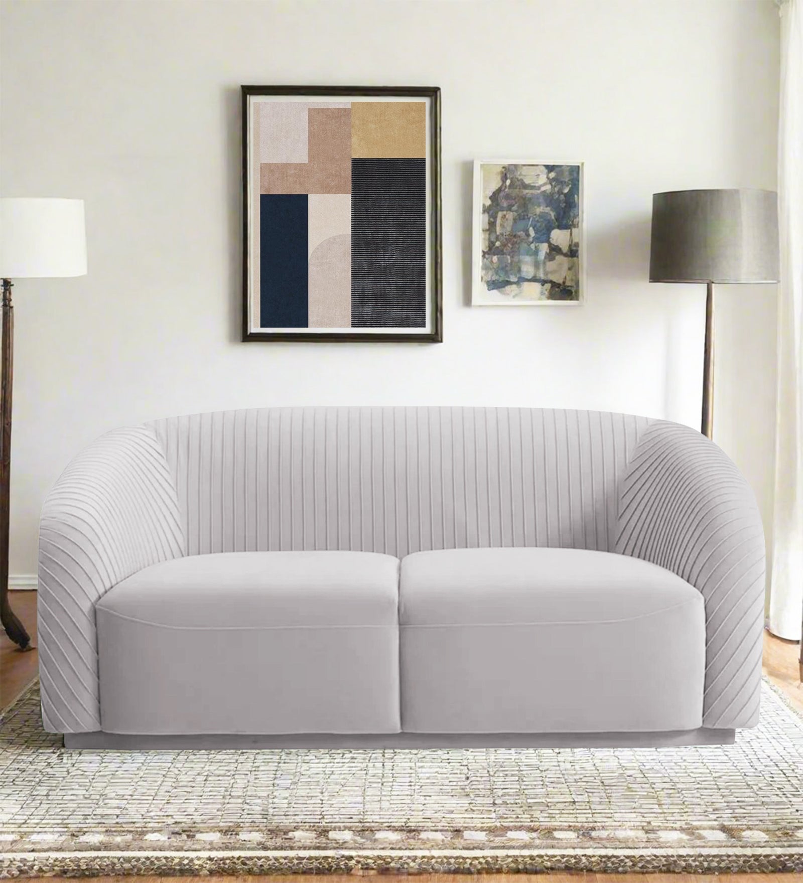 Yara Velvet Fabric 2 Seater Sofa In Concrete Grey Colour - Febonic Living