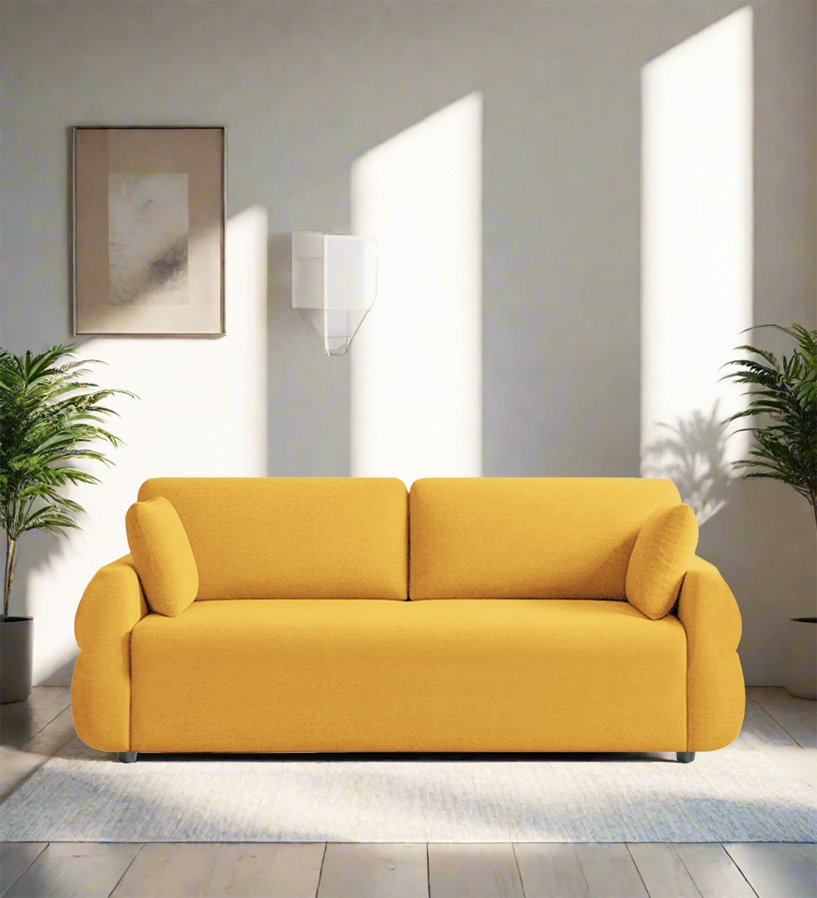 Jack Fabric 3 Seater Sofa In Bold Yellow Colour - Febonic Living