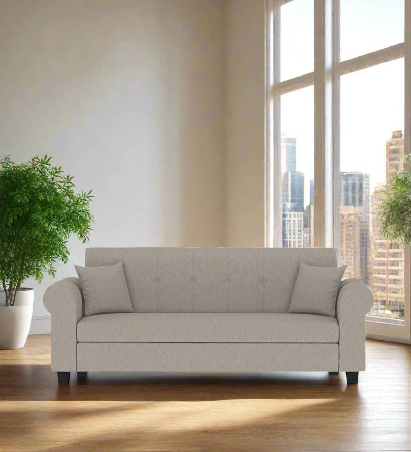 Derado Fabric 3 Seater Sofa In Ash Grey Colour - Febonic Living