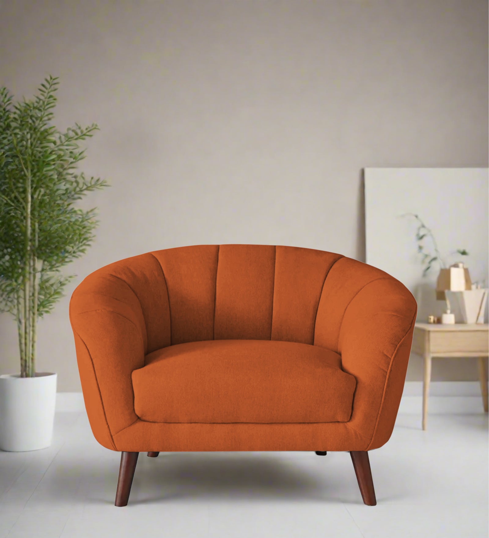Benjamin Fabric 1 Seater Sofa In Vivid Orange Colour - Febonic Living
