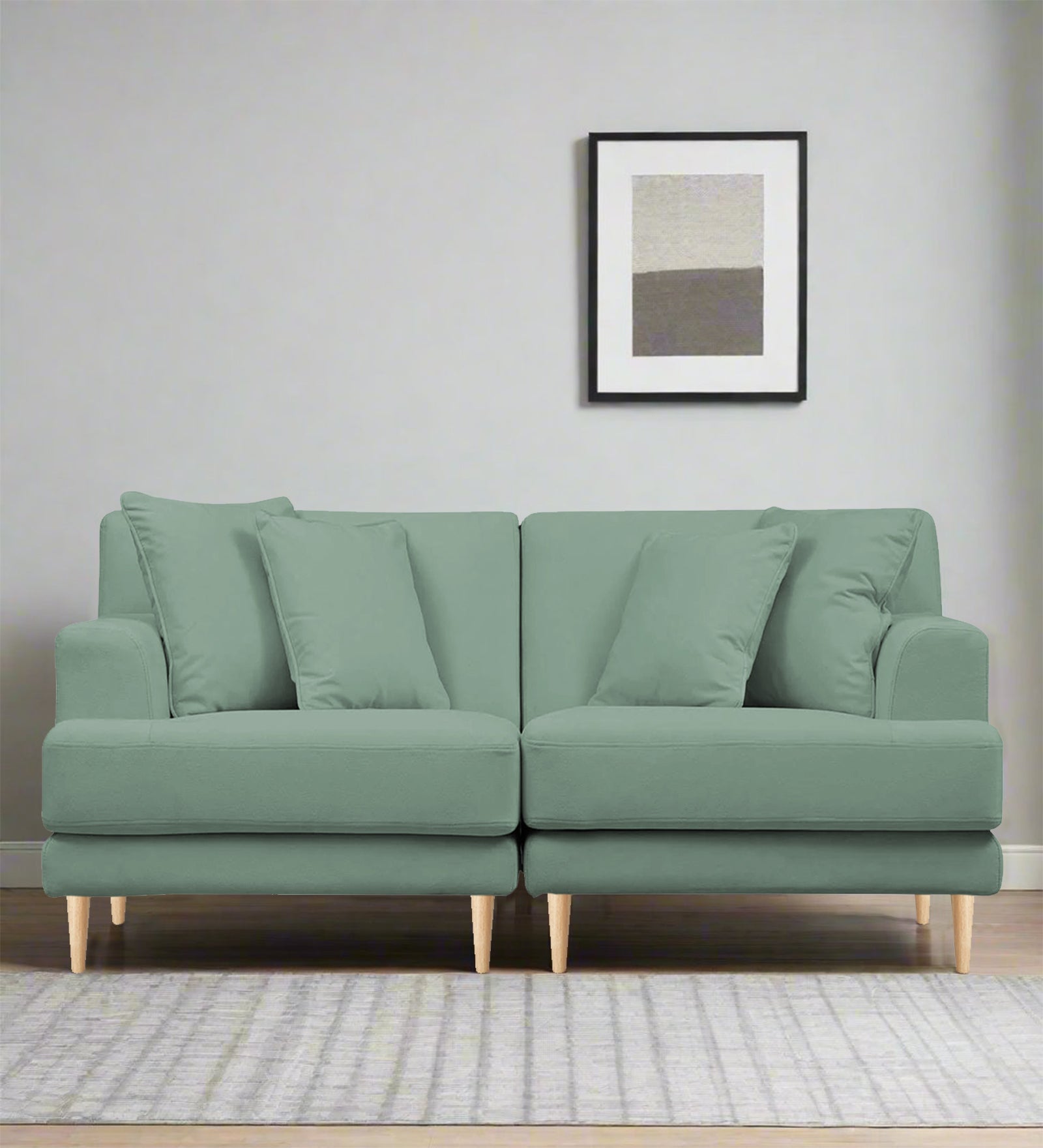 Woody Fabric 2 Seater Sofa In Mist Blue Colour - Febonic Living