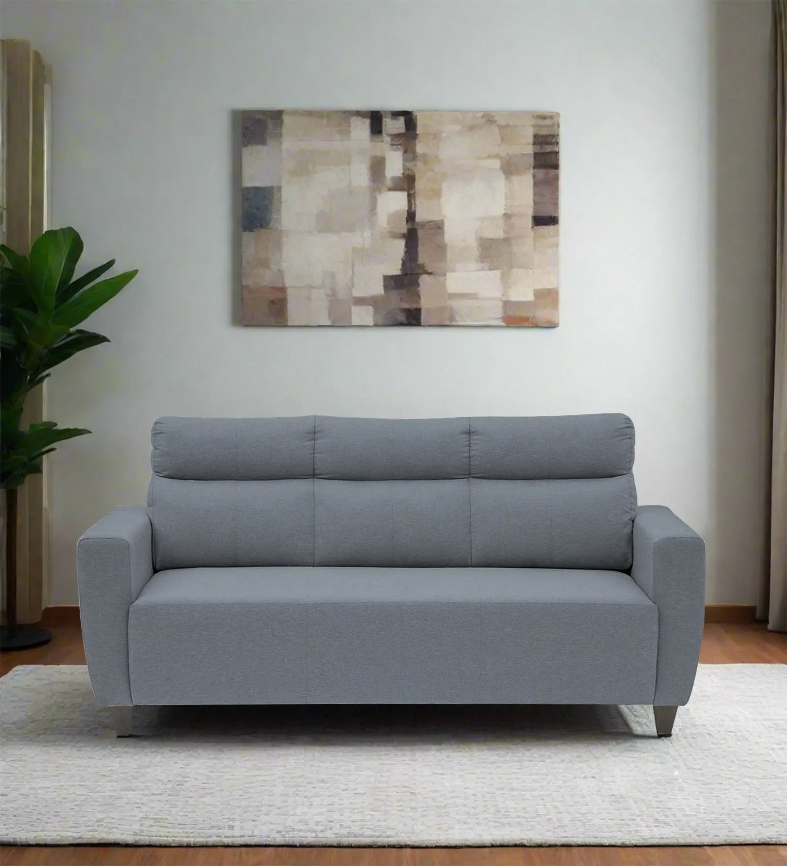 Burban Fabric 3 Seater Sofa In Winter Grey Colour Febonic Living