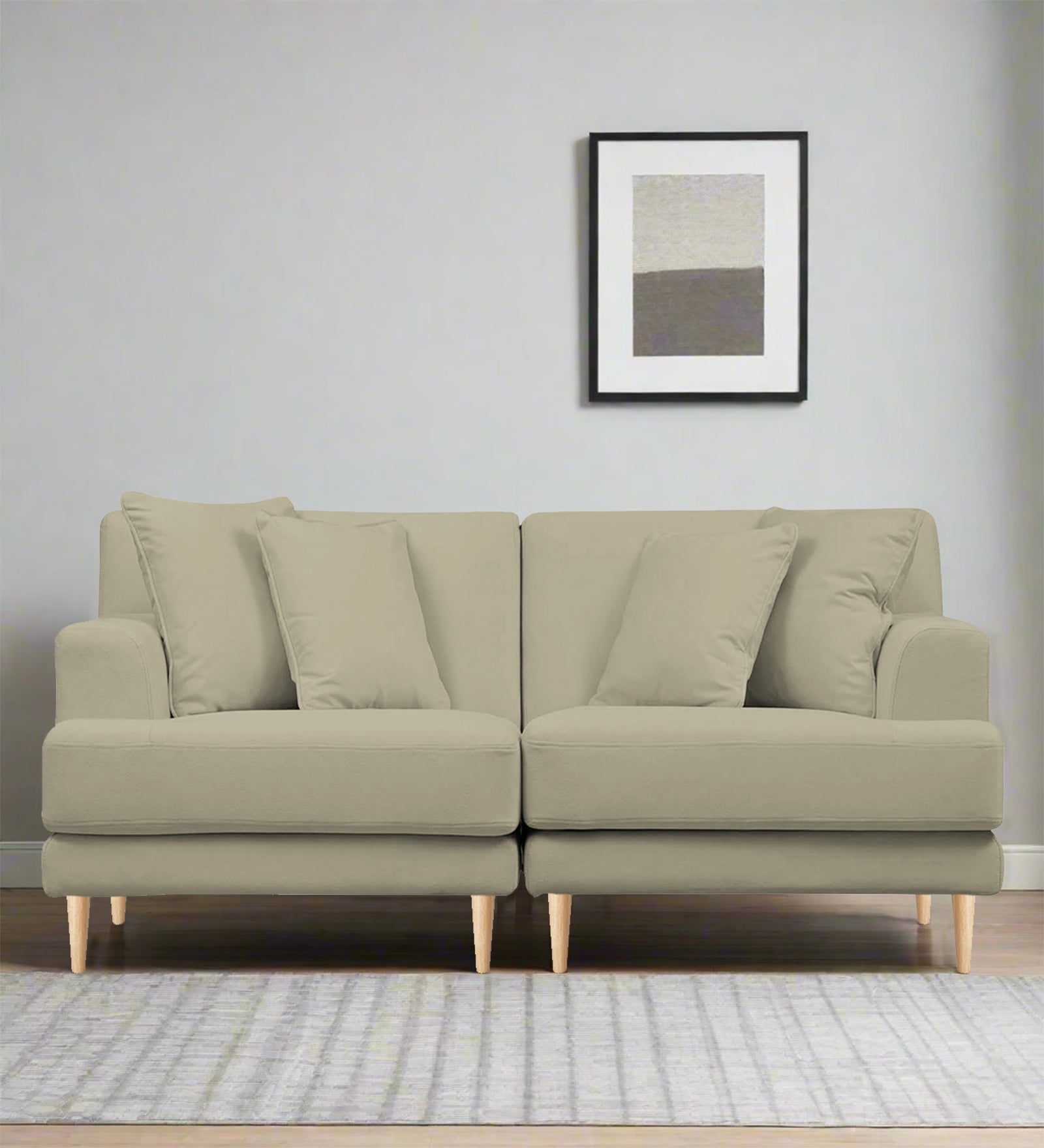 Woody Fabric 2 Seater Sofa In Carnival Beige Colour - Febonic Living