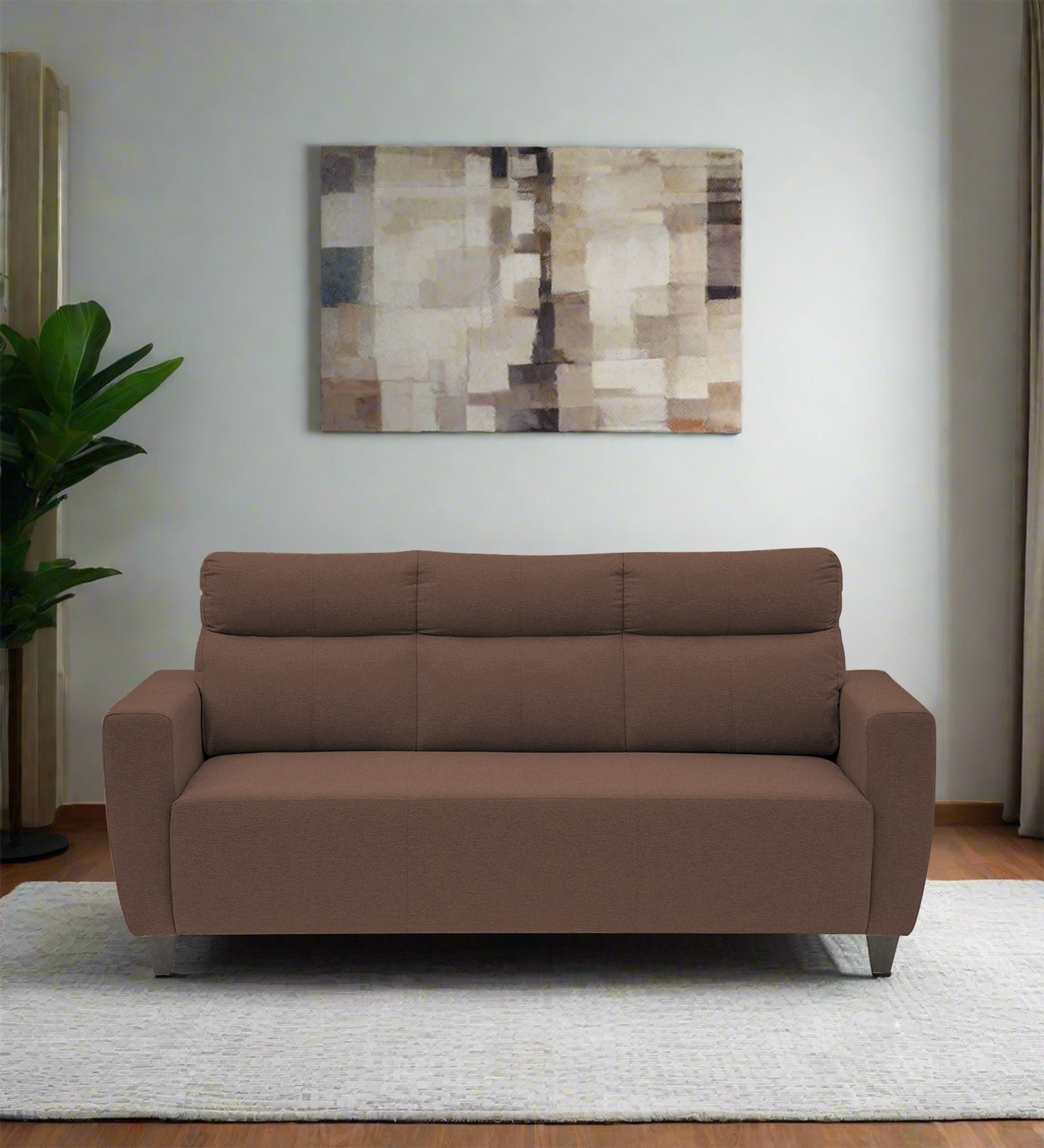 Honor Fabric 3 Seater Sofa In Latte Brown Colour - Febonic Living