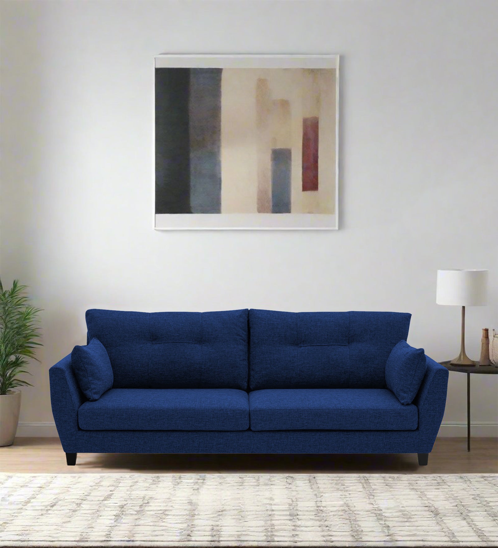 Mario Fabric 3 Seater Sofa In Royal Blue Colour - Febonic Living