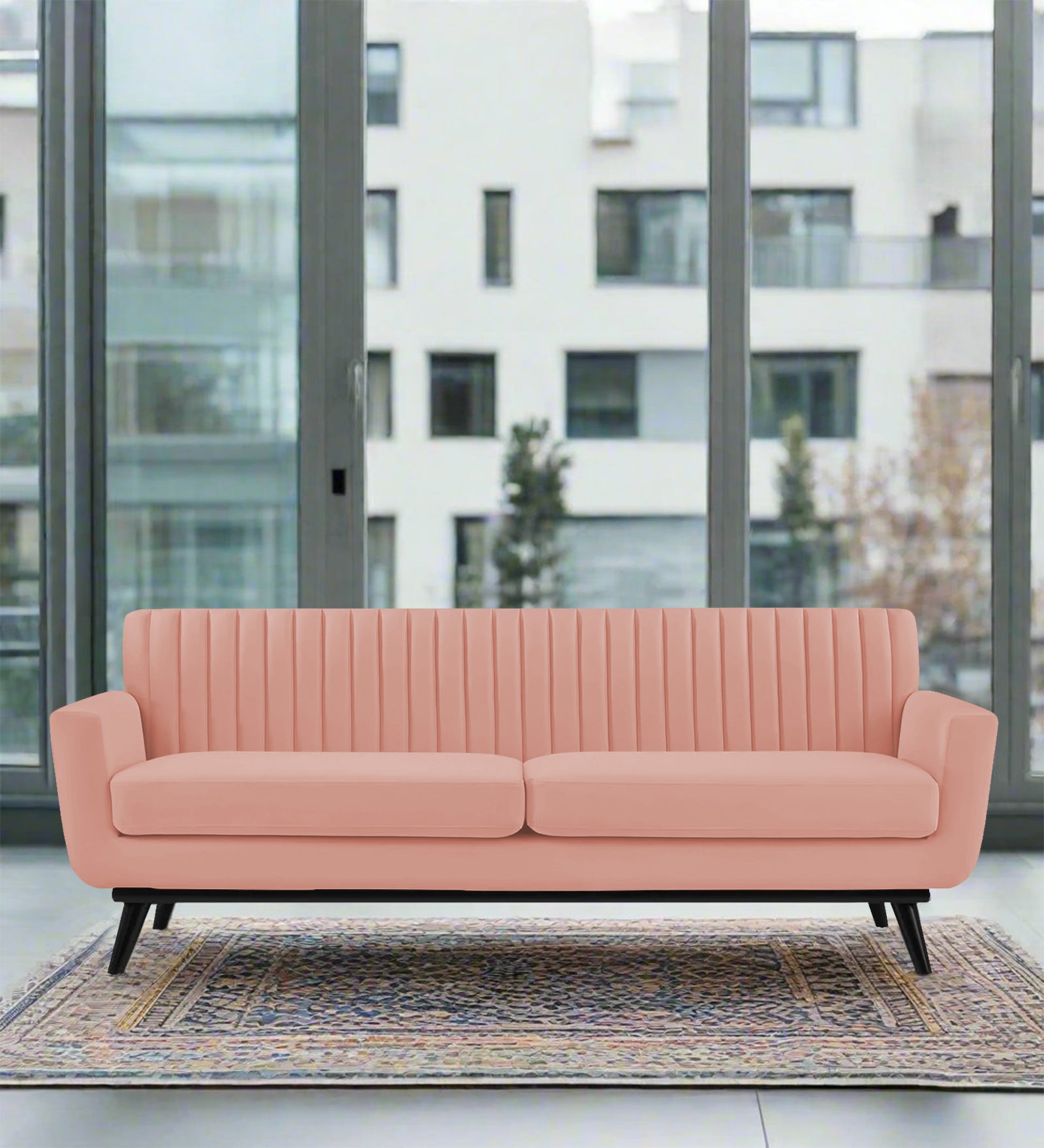 Tucker Velvet 3 Seater Sofa In Blush Pink Colour - Febonic Living