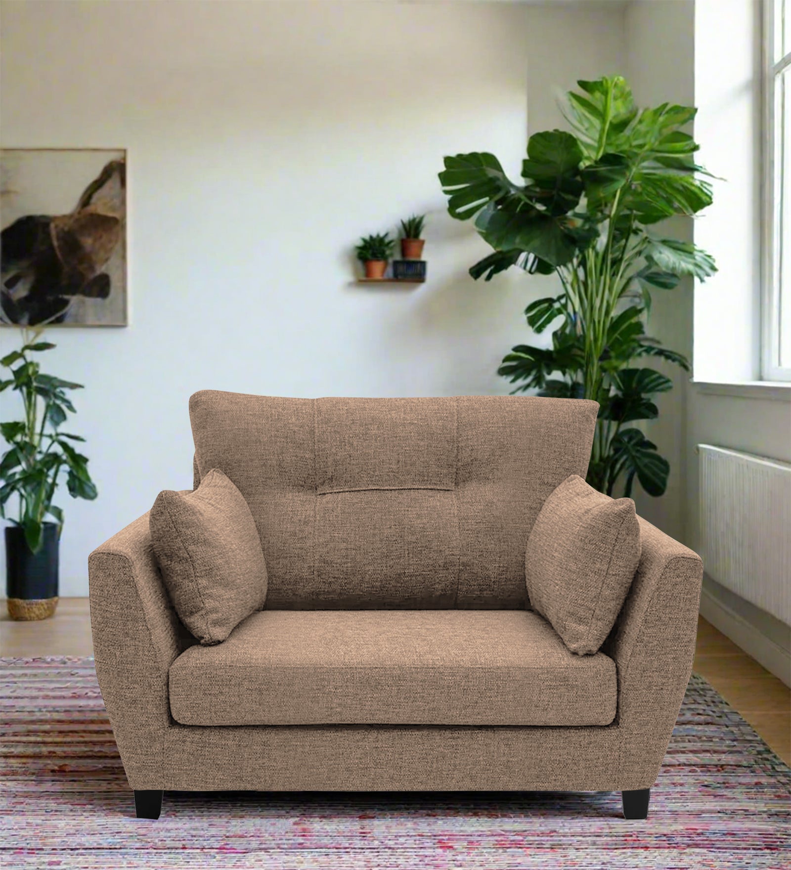 Mario Fabric 1 Seater Sofa In Cookie Beige Colour - Febonic Living