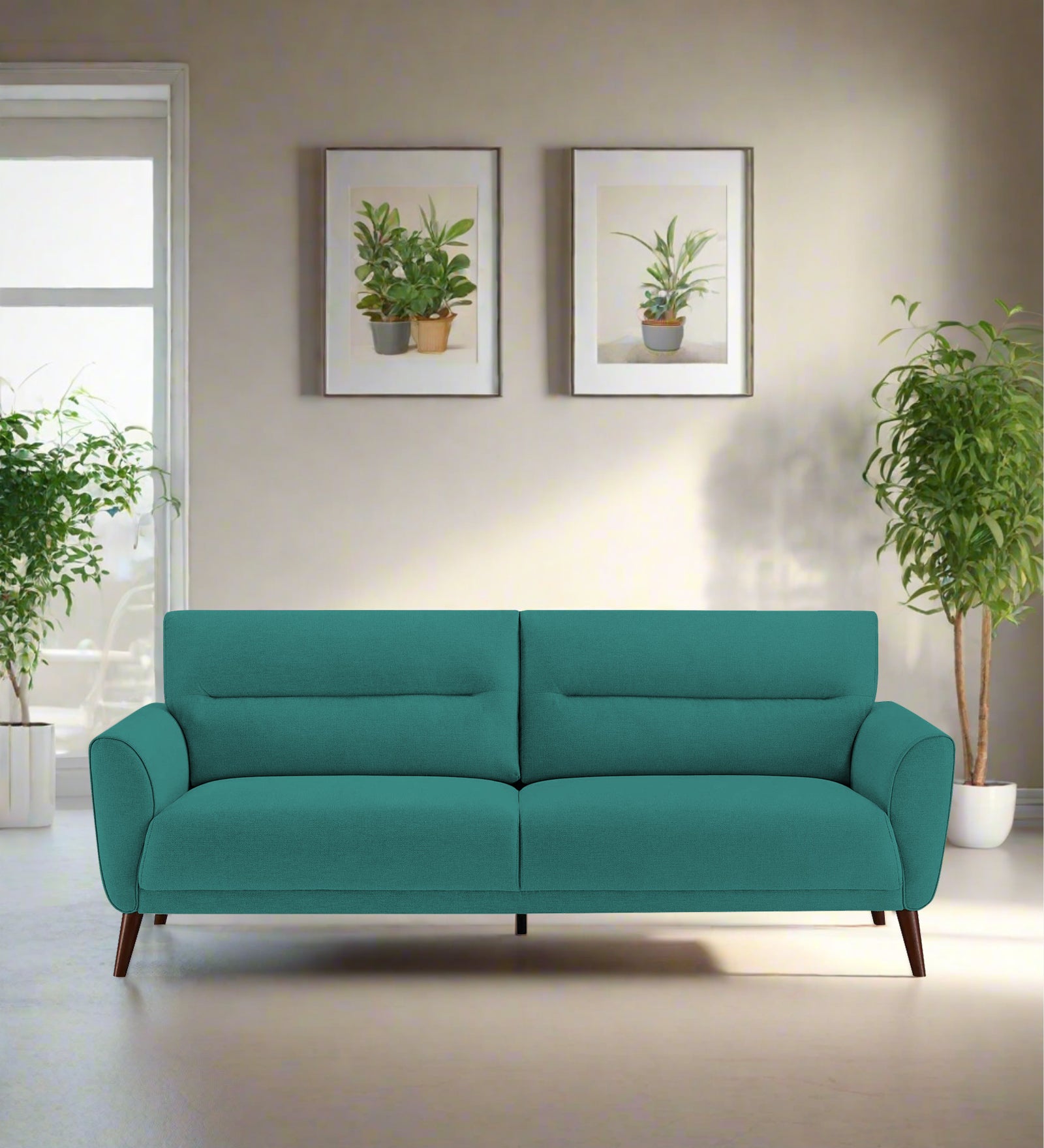 Castro Fabric 3 Seater Sofa In Sea Green Colour - Febonic Living