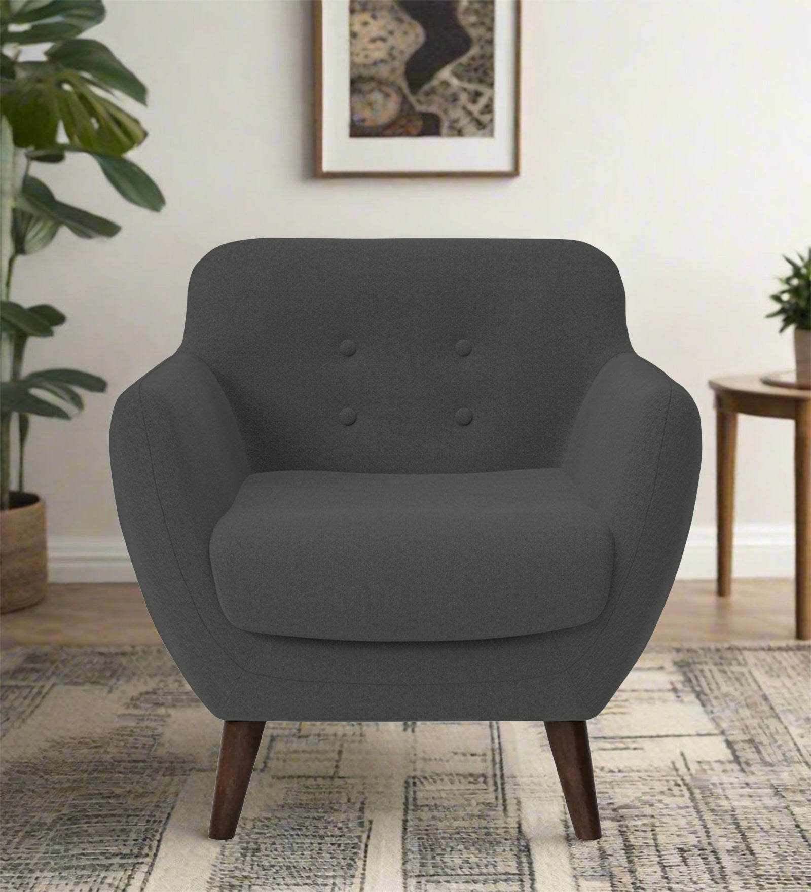 Goofy Fabric 1 Seater Sofa In Charcoal Grey Colour - Febonic Living