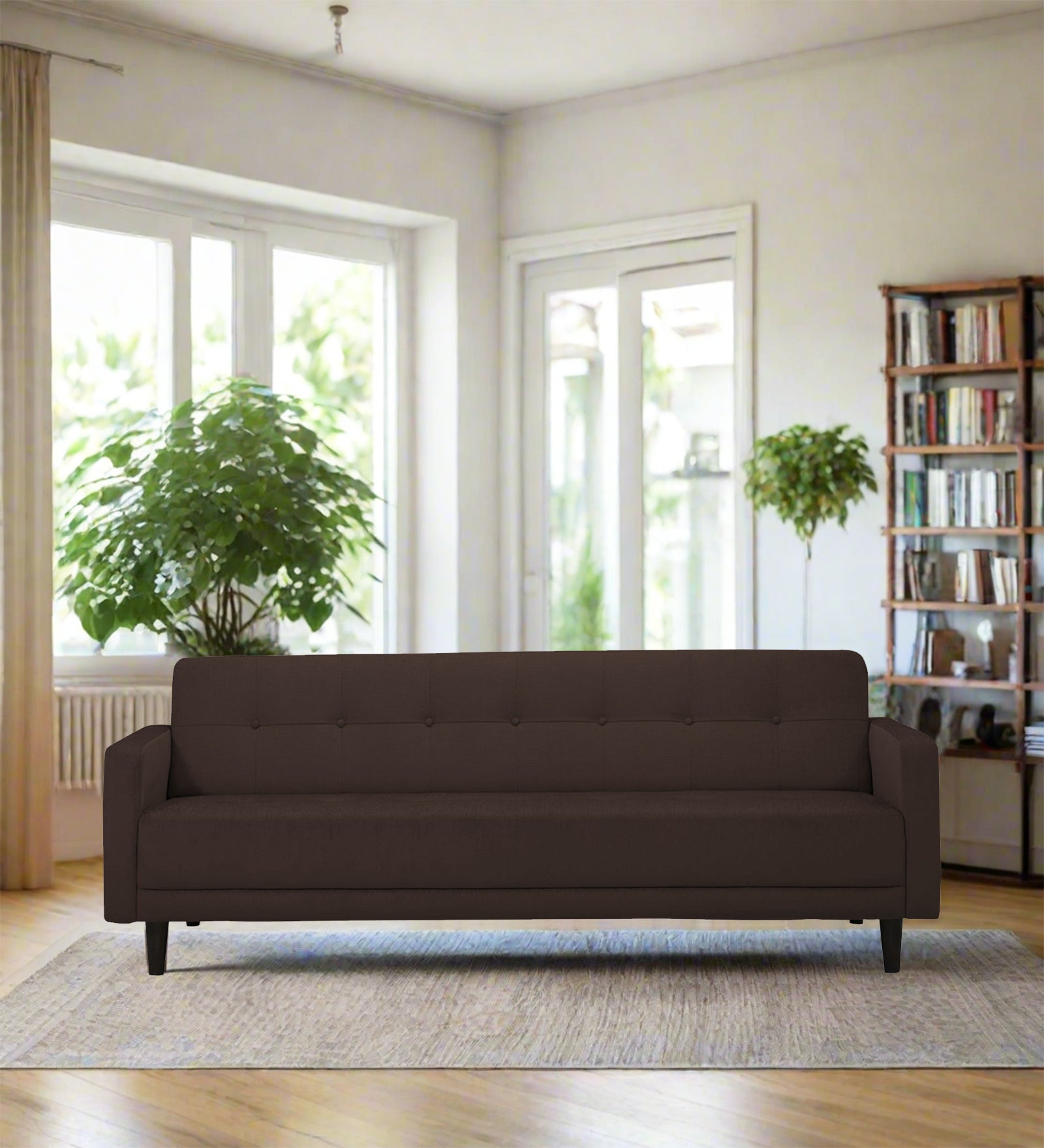 Noha Fabric 3 Seater Sofa In Coffee Brown Colour - Febonic Living