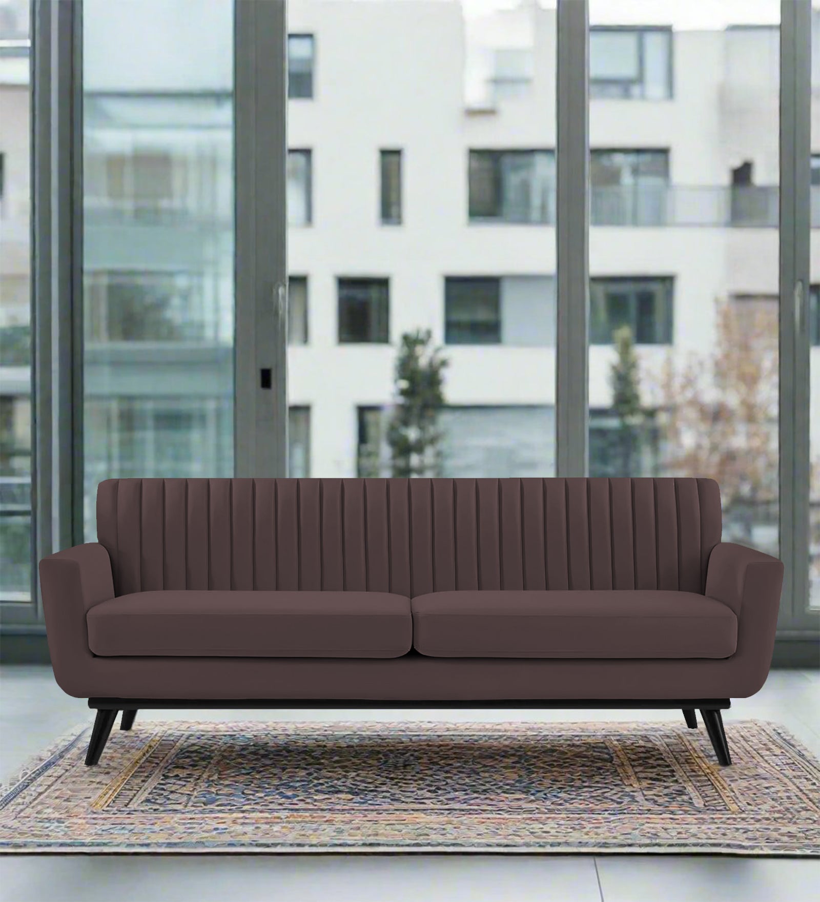 Tucker Velvet 3 Seater Sofa In Mocha Brown Colour - Febonic Living