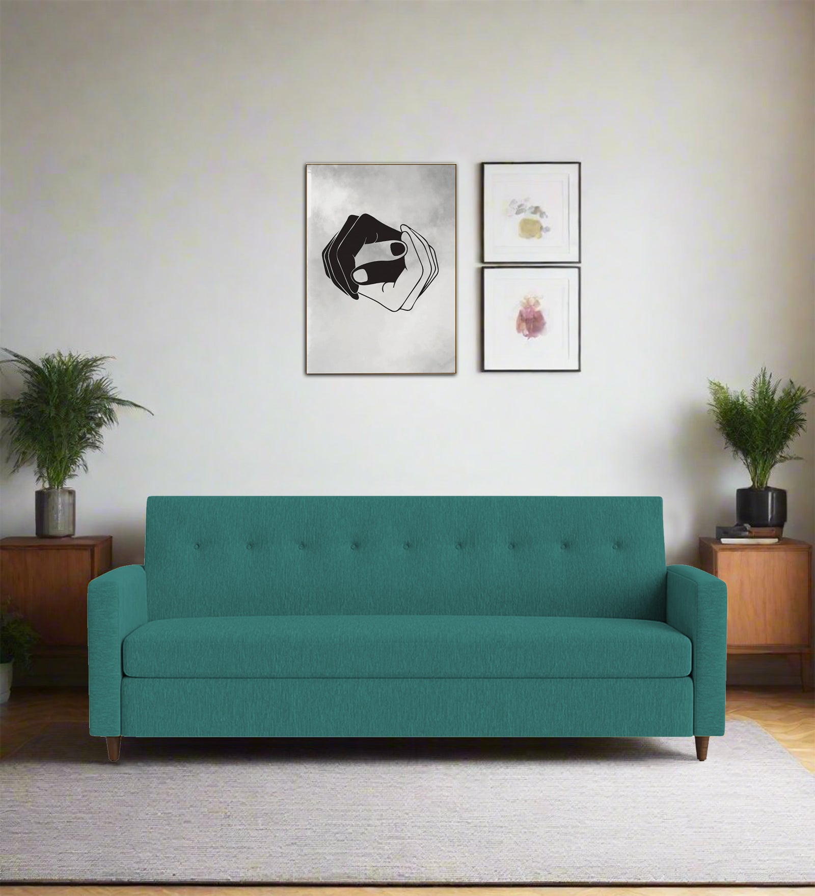 Timon Fabric 2 Seater Sofa In Sea Green Colour - Febonic Living