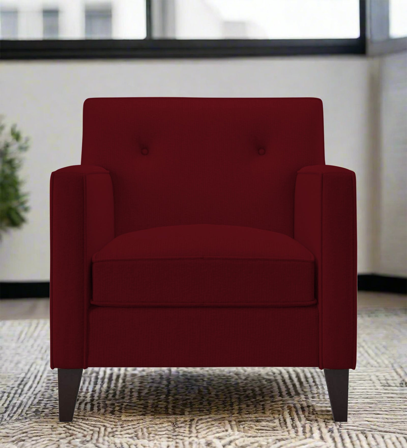 Miller Fabric 1 Seater Sofa In Ruby Red Colour - Febonic Living