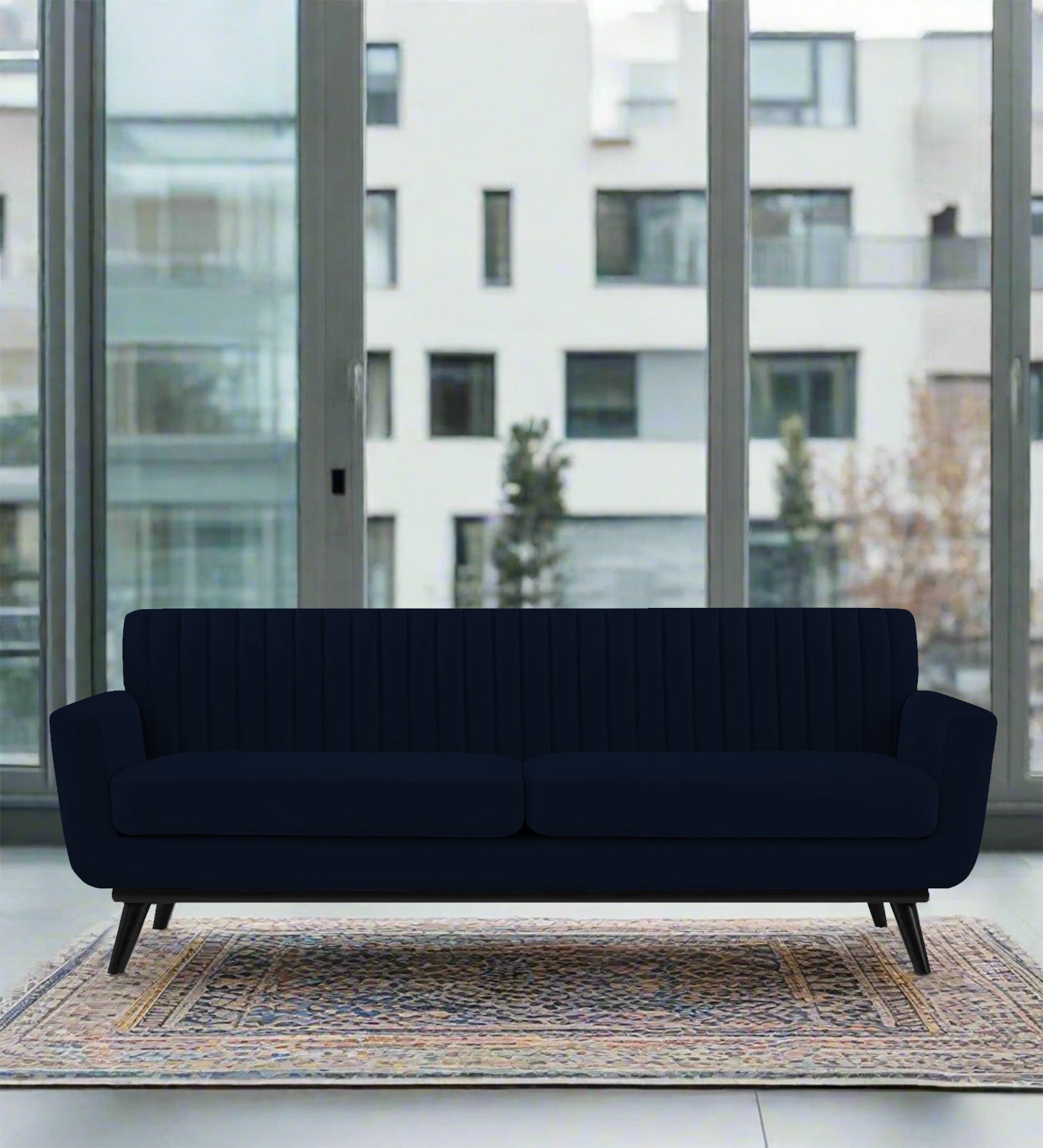 Tucker Velvet 3 Seater Sofa In Dark Blue Colour - Febonic Living