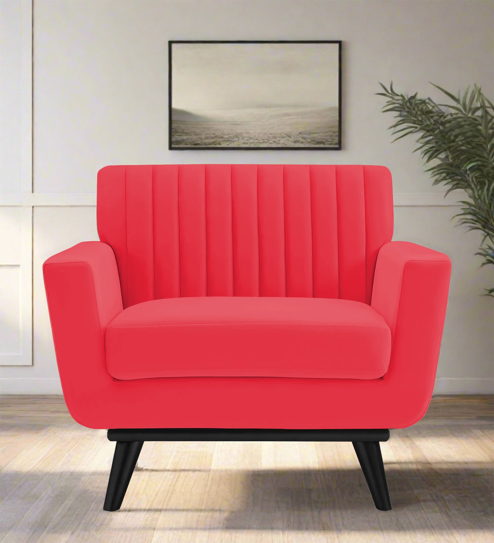 Tucker Velvet 1 Seater Sofa In Ox Blood Maroon Colour - Febonic Living