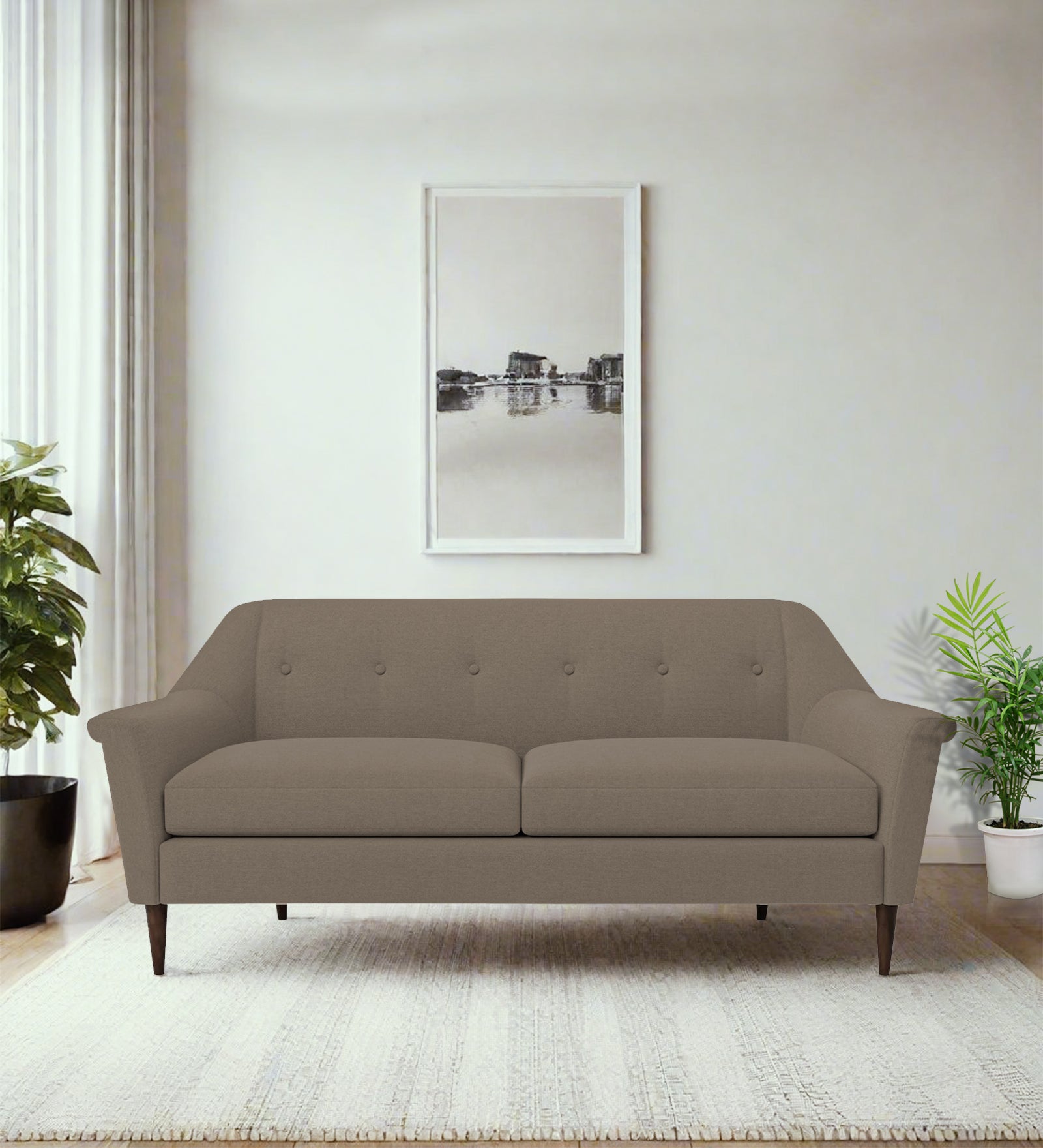 Homer Fabric 3 Seater Sofa In Hazel Beige Colour - Febonic Living