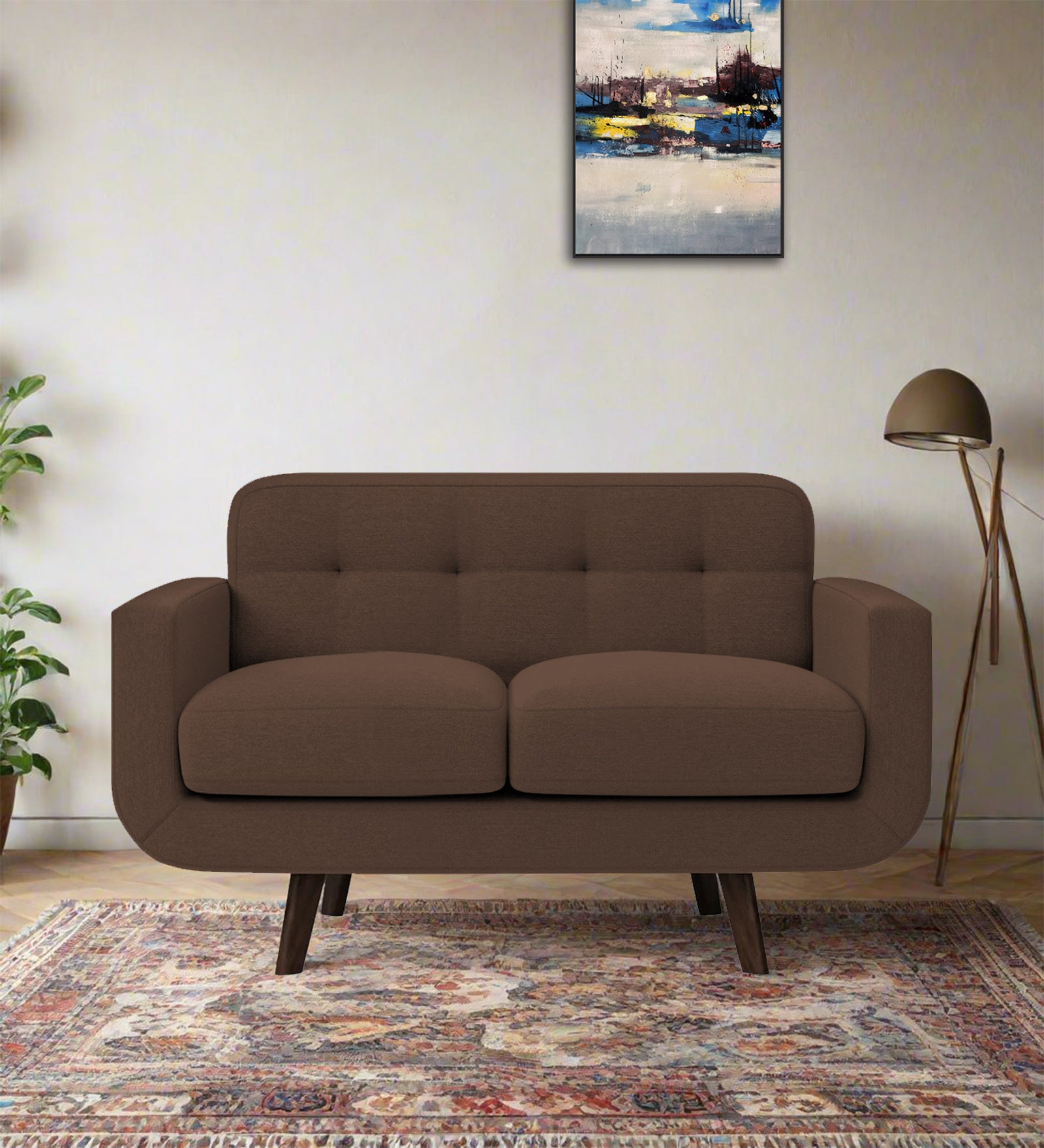 Marsela Fabric 2 Seater Sofa In Ash Brown Colour - Febonic Living
