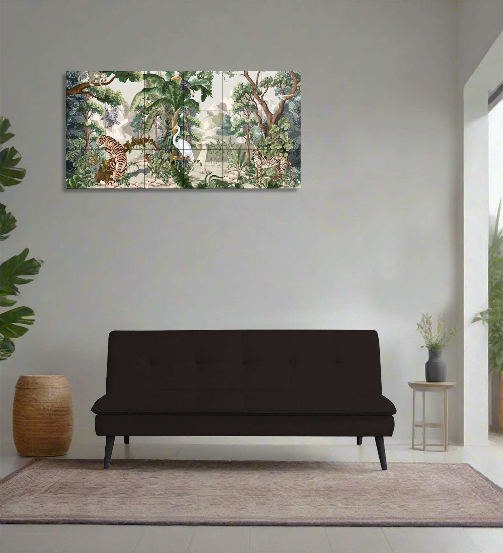 Toner Fabric 3 Seater Convertible Sofa Cum Bed In Cara Brown Colour - Febonic Living