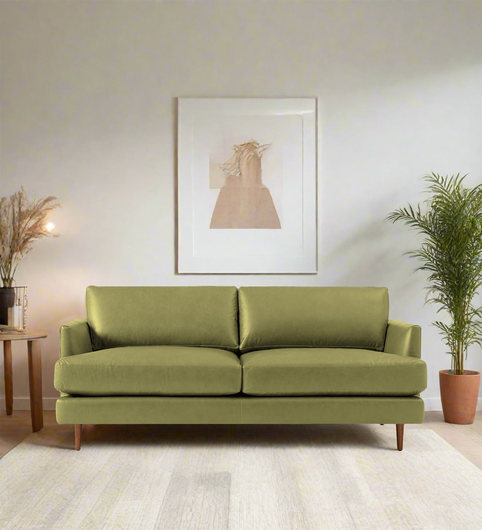 Sterio Leatherette 2 Seater Sofa In Spring Green Colour - Febonic Living
