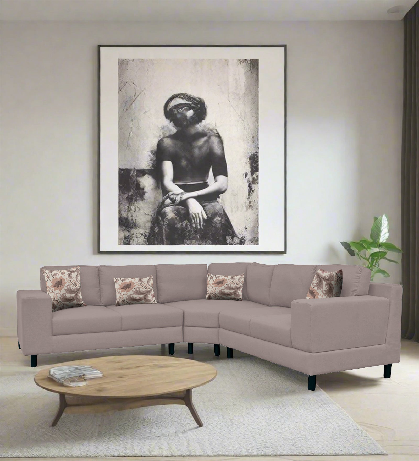 Betty Fabric 6 Seater RHS Corner Sofa In Almond Beige Colour - Febonic Living