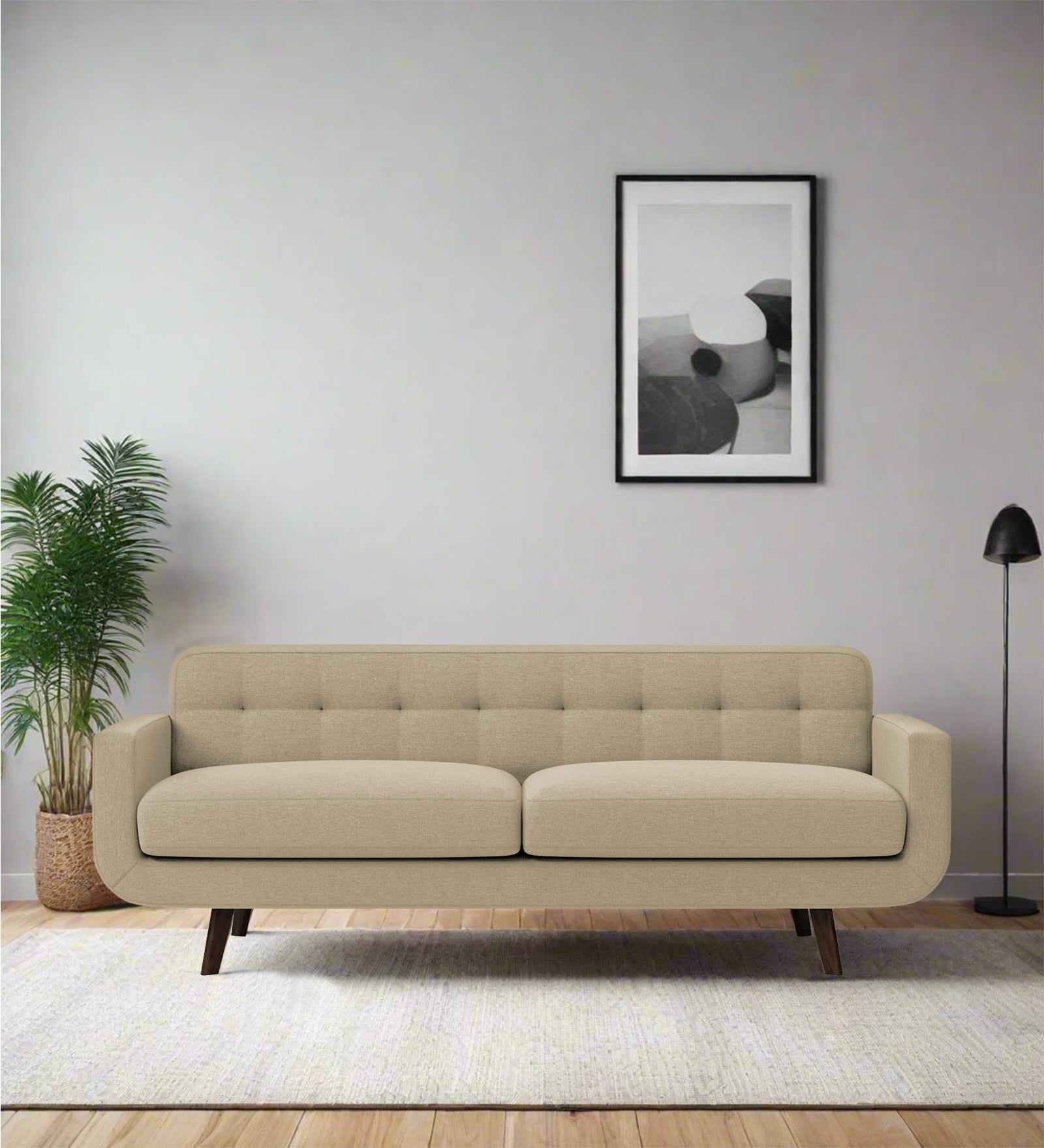Marsela Fabric 3 Seater Sofa In Honey Beige Colour - Febonic Living