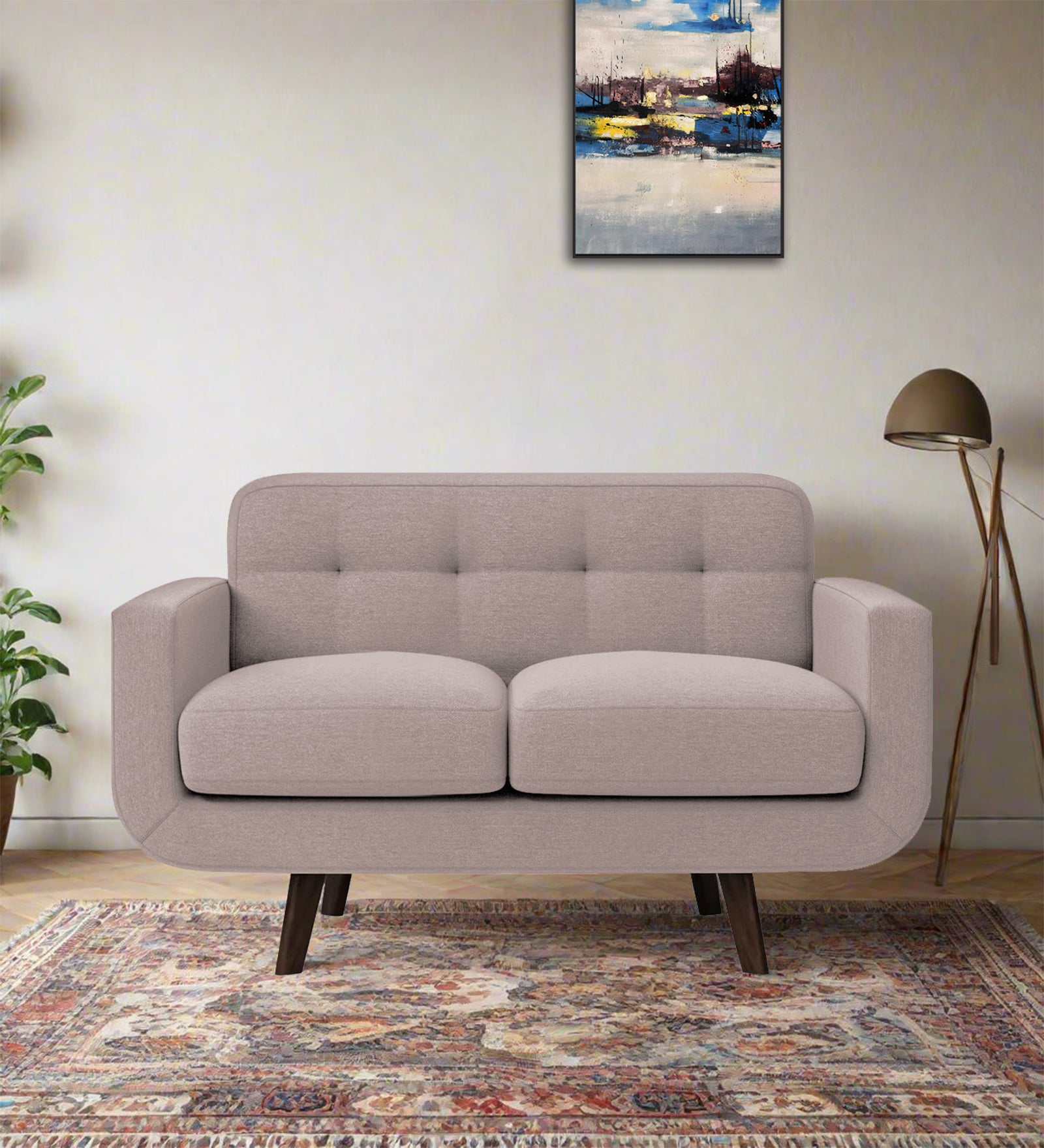 Marsela Fabric 2 Seater Sofa In Almond Beige Colour - Febonic Living