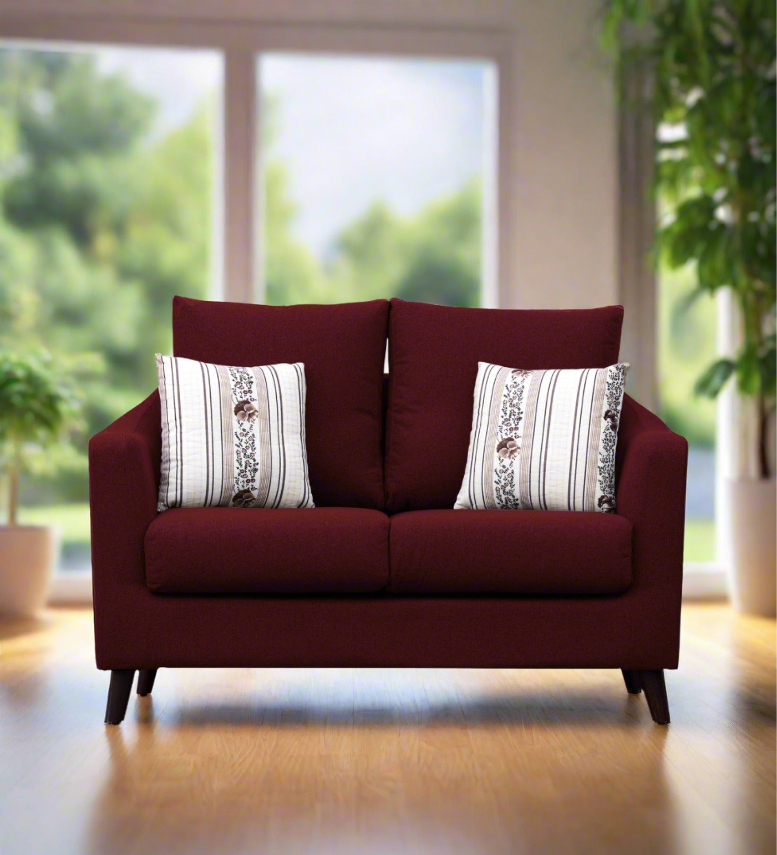 Kevin Fabric 2 Seater Sofa In Ruby Red Colour - Febonic Living