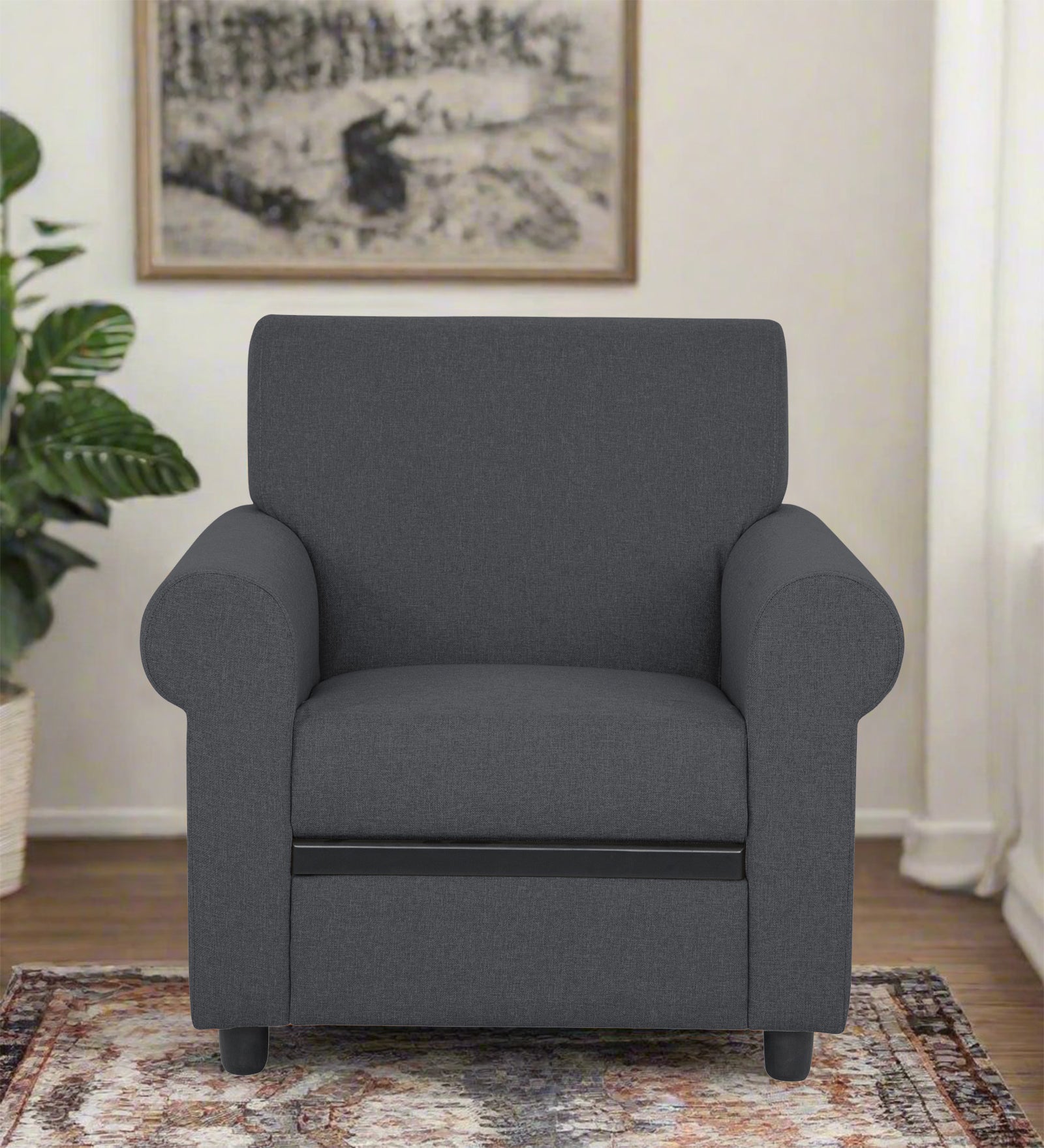 Ribby Fabric 1 Seater Sofa In Maba Grey Colour - Febonic Living