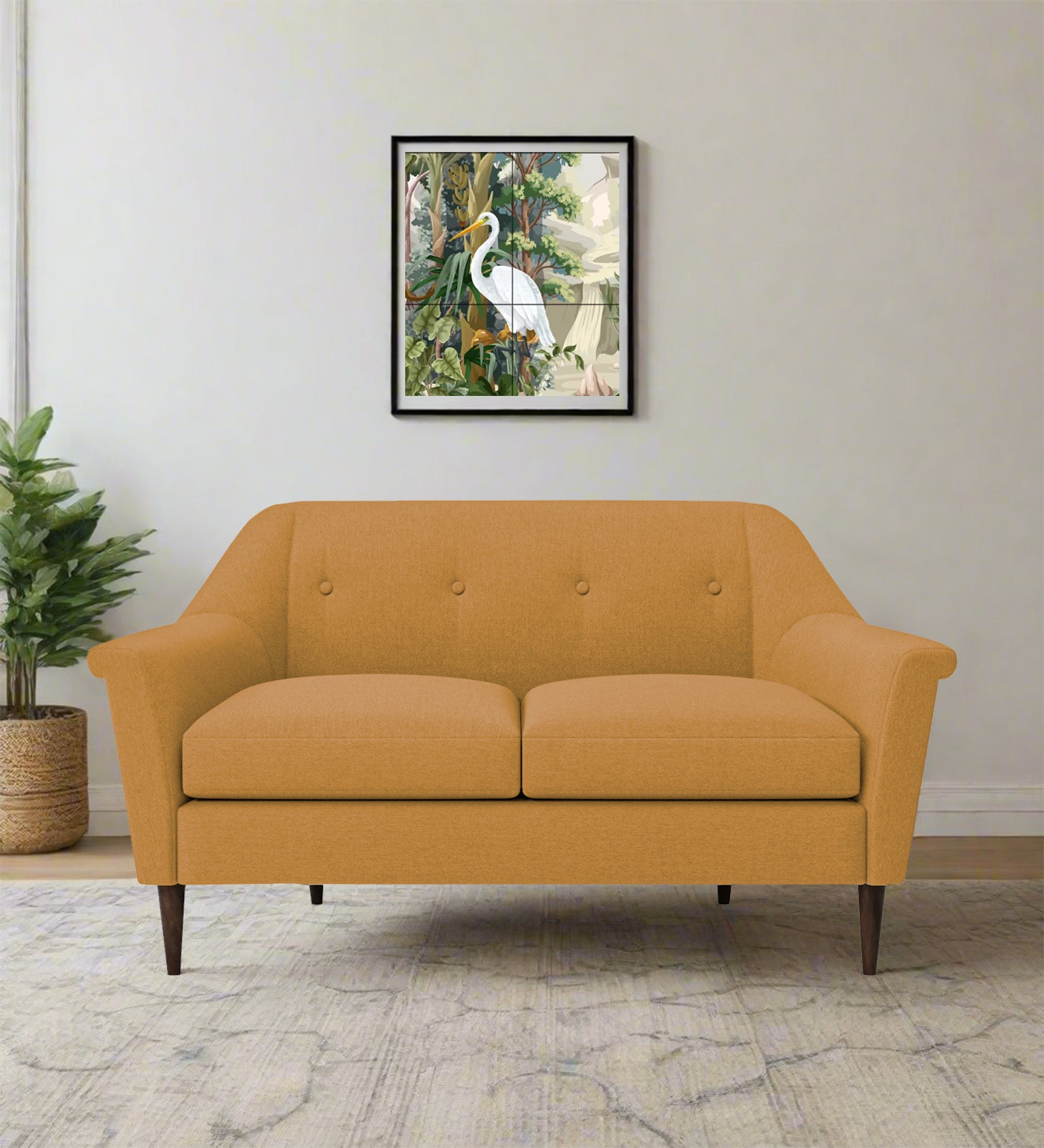 Homer Fabric 2 Seater Sofa In Corn Yellow Colour - Febonic Living