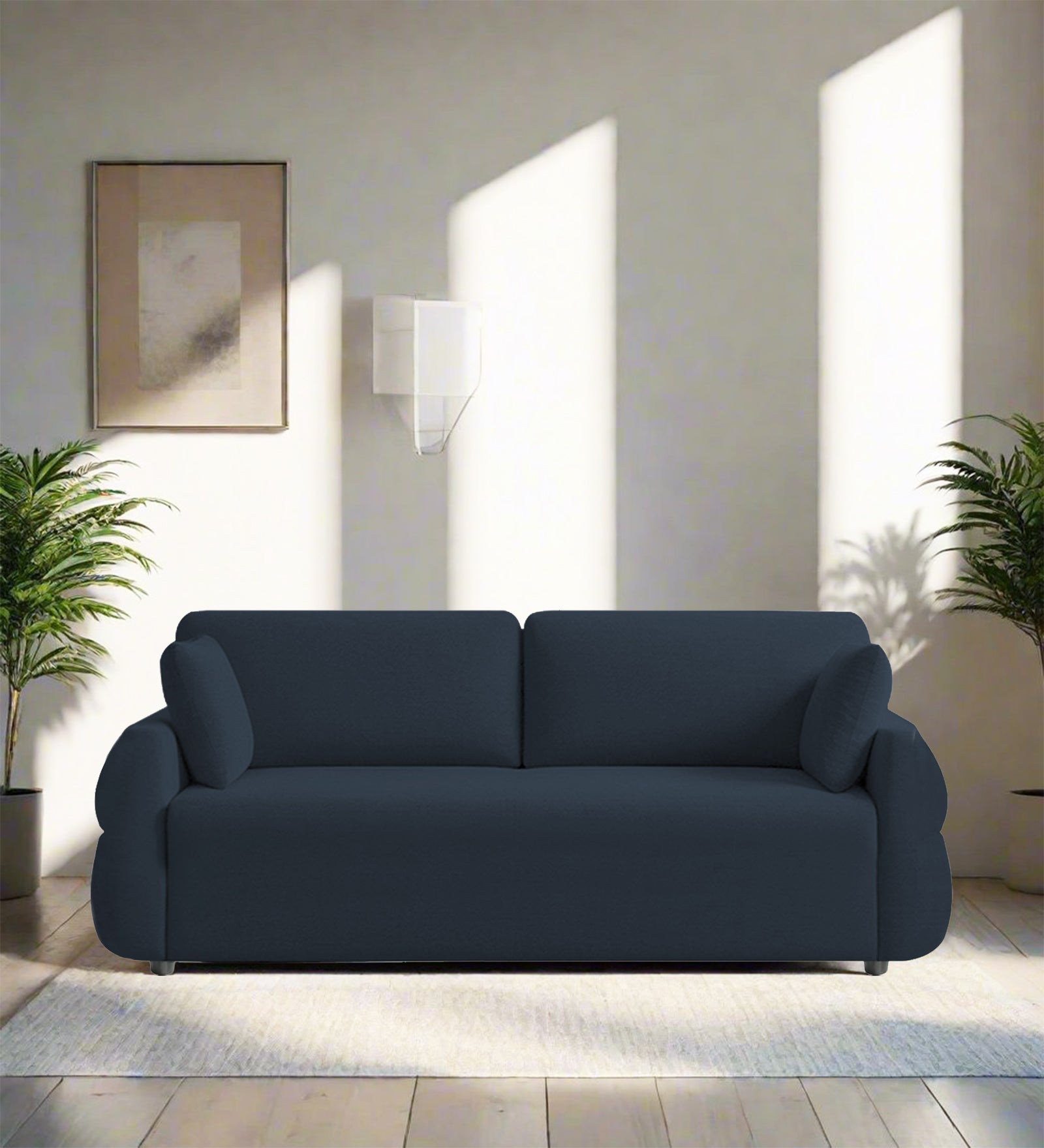 Jack Fabric 3 Seater Sofa In Denim Blue Colour - Febonic Living