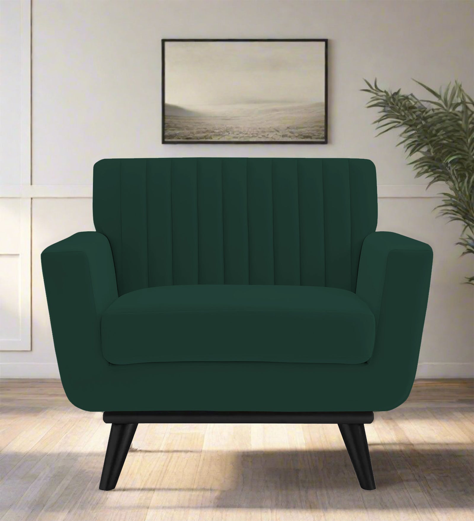 Tucker Velvet 1 Seater Sofa In Forest Green Colour - Febonic Living