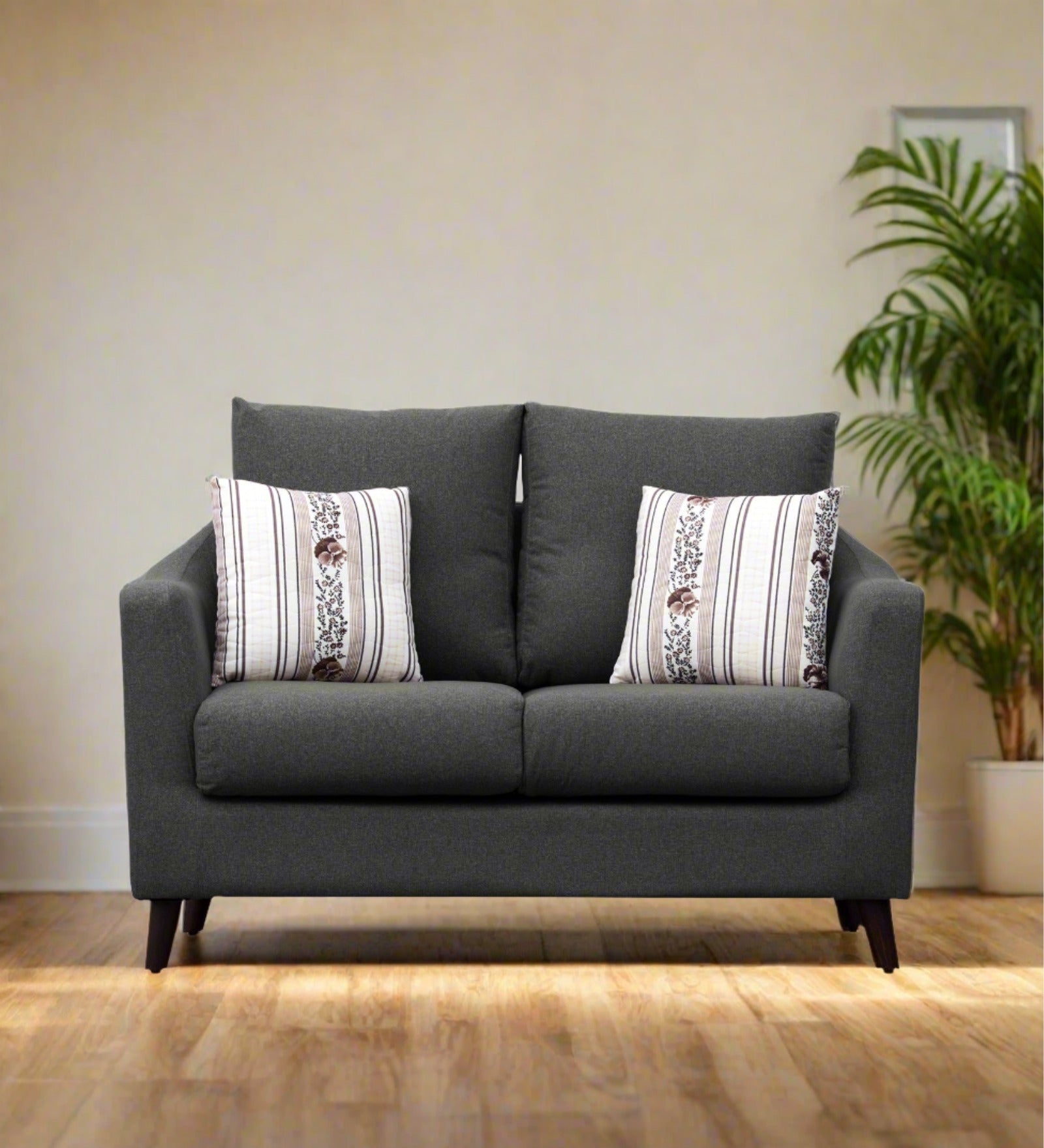 Kevin Fabric 2 Seater Sofa In Charcoal Grey Colour - Febonic Living