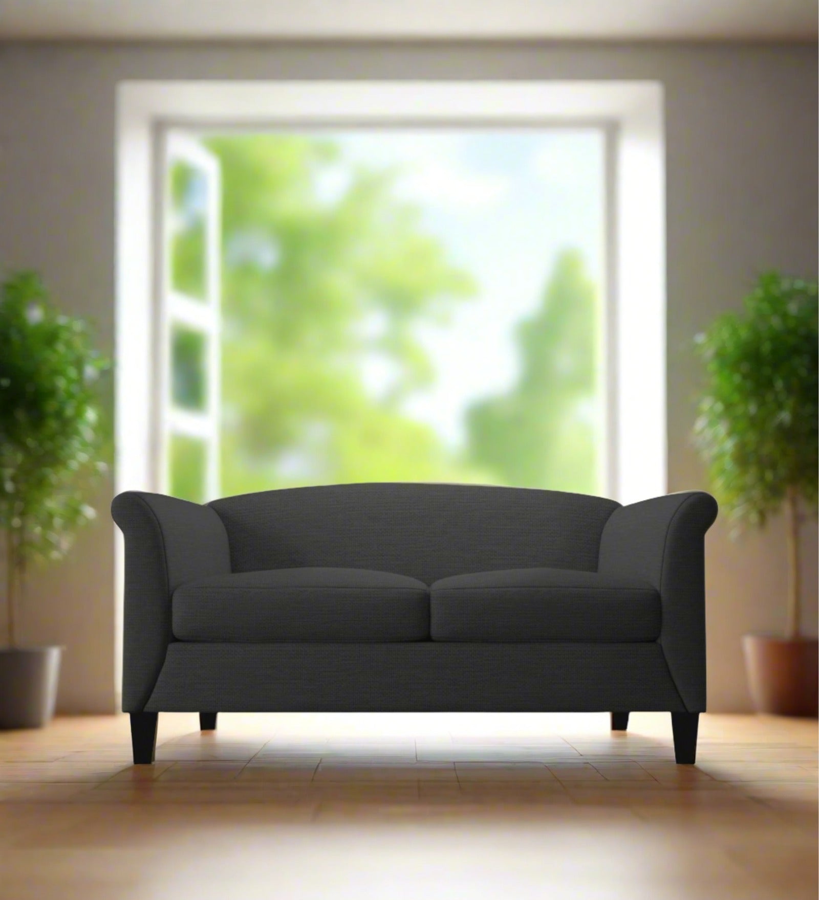 Kimber Fabric 2 Seater Sofa In Charcoal Grey Colour - Febonic Living
