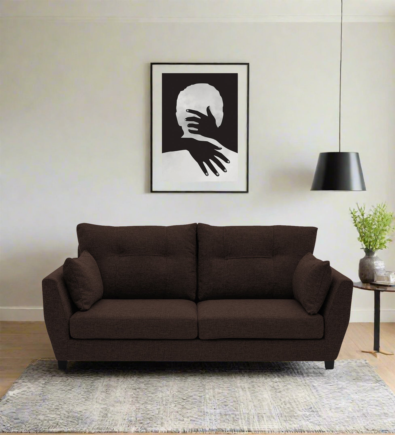 Mario Fabric 2 Seater Sofa In Coffee Brown Colour - Febonic Living