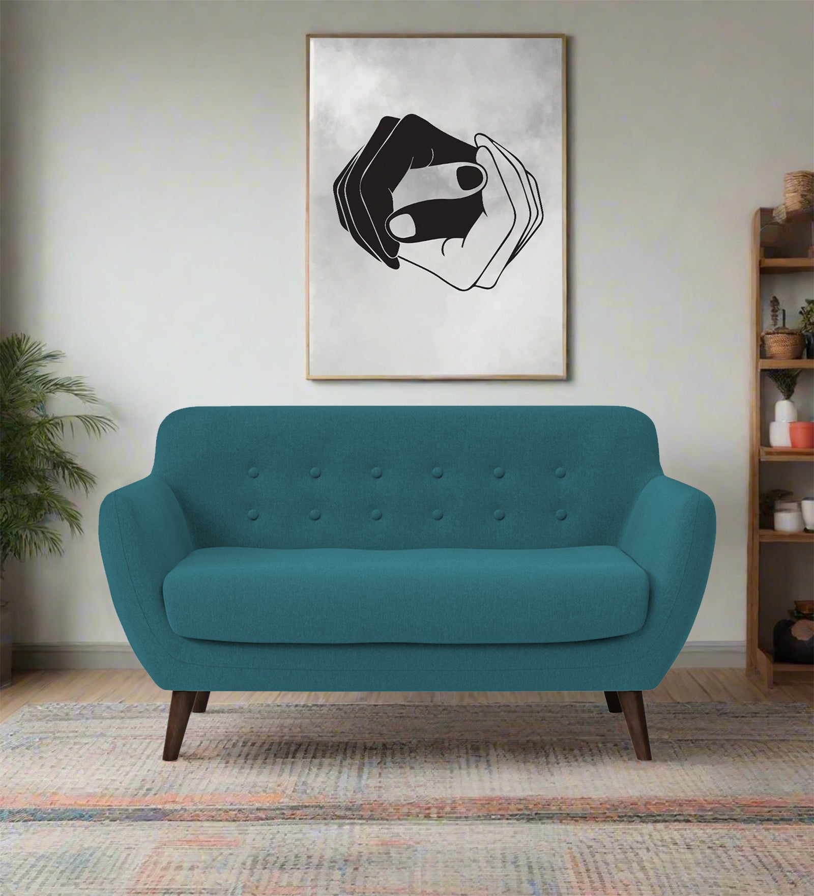 Goofy Fabric 2 Seater Sofa In Water Blue Colour - Febonic Living