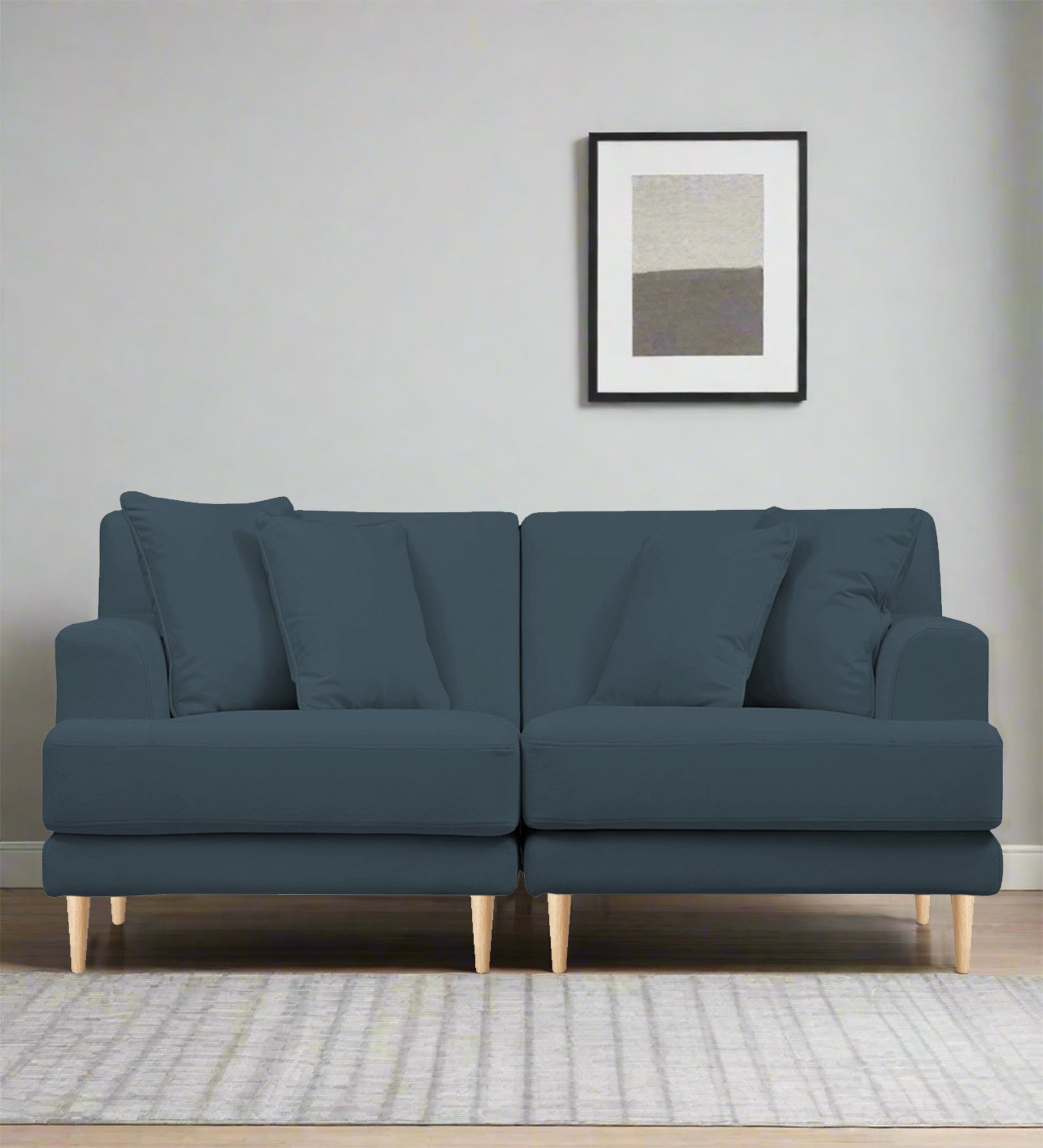 Woody Fabric 2 Seater Sofa In Cobalt Blue Colour - Febonic Living