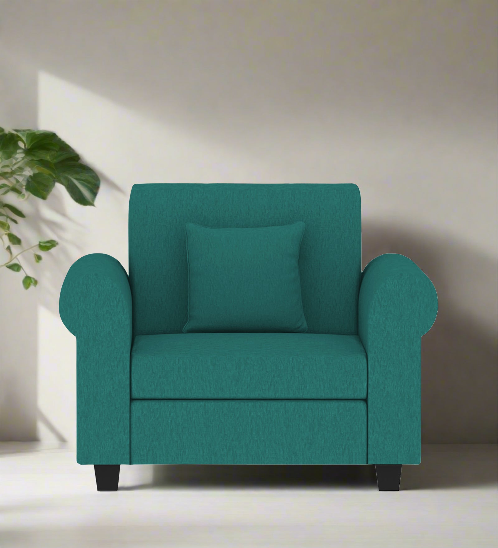 Derado Fabric 1 Seater Sofa In Sea Green Colour - Febonic Living