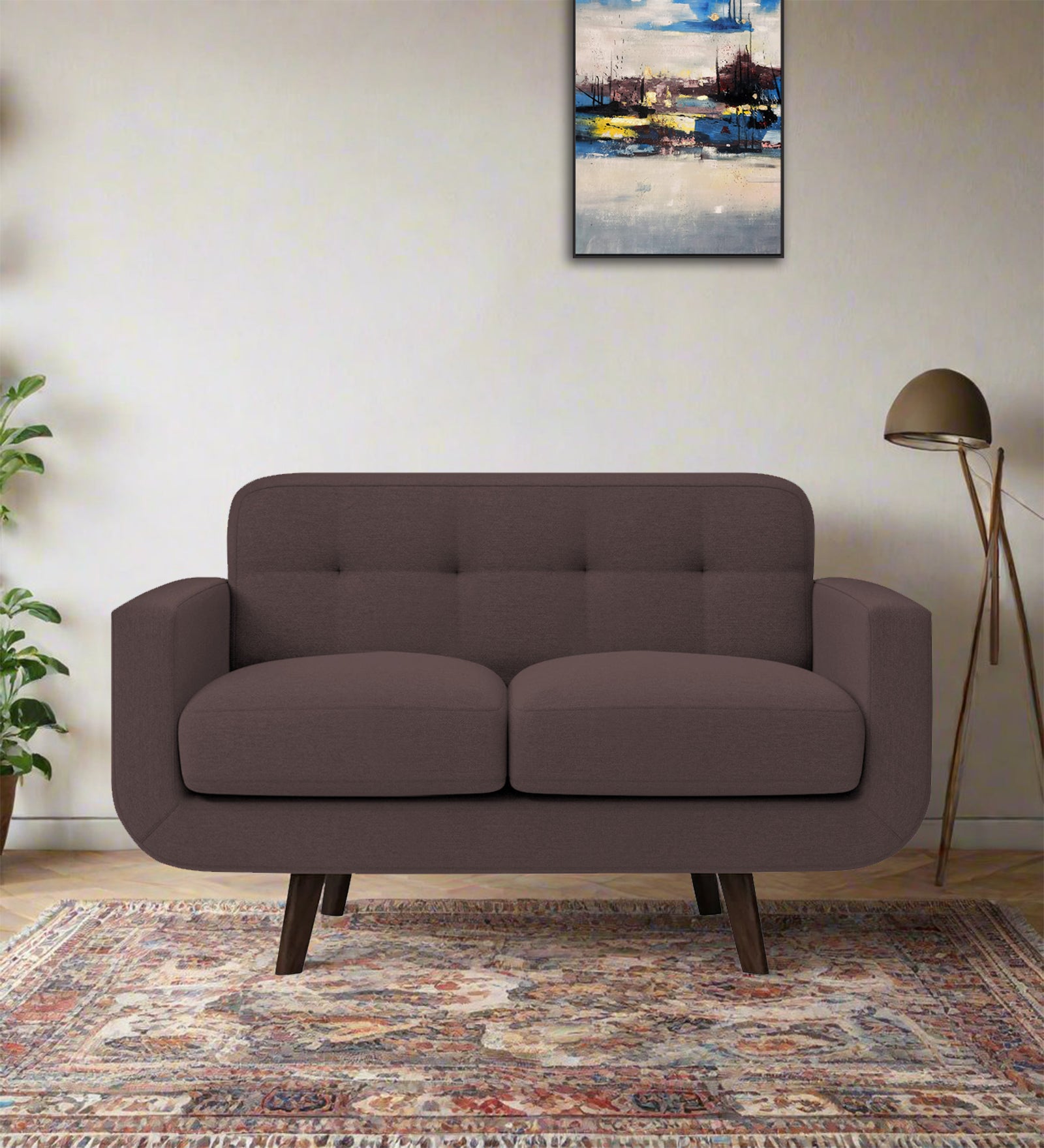 Marsela Fabric 2 Seater Sofa In Night Brown Colour - Febonic Living