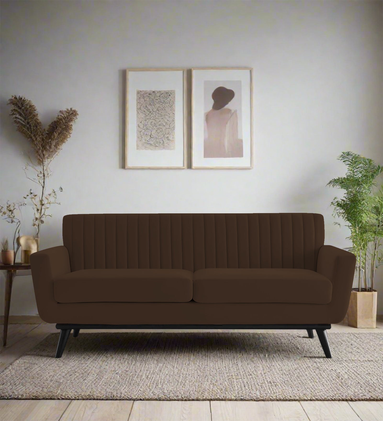 Tucker Velvet 2 Seater Sofa In Chocolate Brown Colour - Febonic Living
