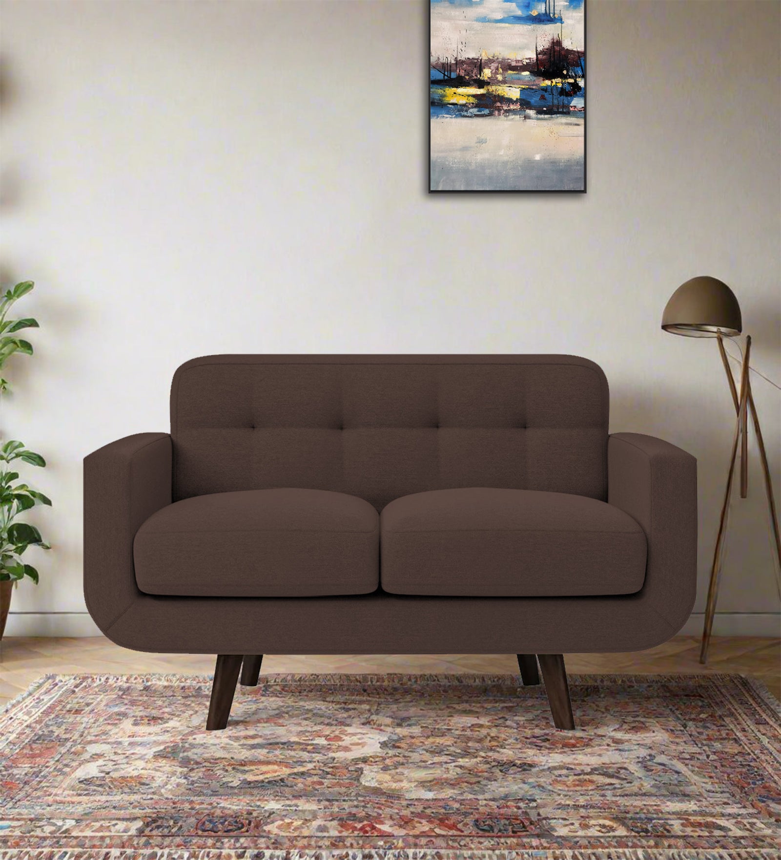 Marsela Fabric 2 Seater Sofa In Caramel Brown Colour - Febonic Living