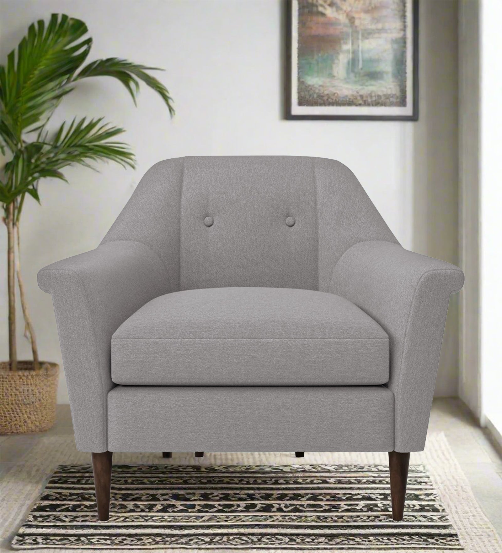 Homer Fabric 1 Seater Sofa In Silver Grey Colour - Febonic Living