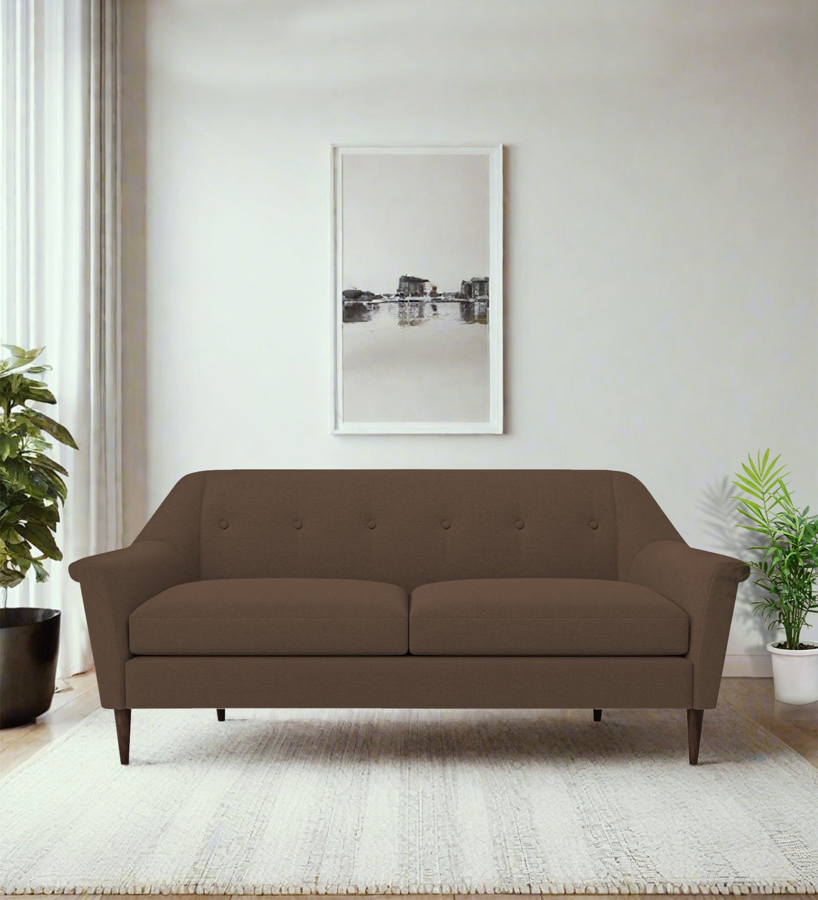Homer Fabric 3 Seater Sofa In Rosy Brown Colour - Febonic Living