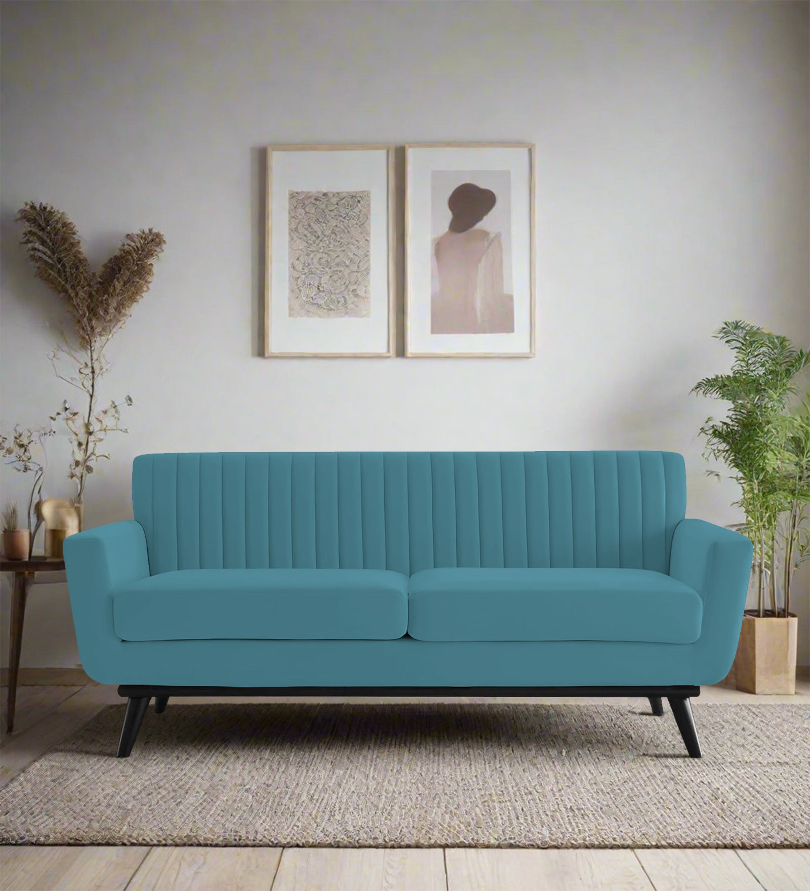 Tucker Velvet 2 Seater Sofa In Aqua Blue Colour - Febonic Living
