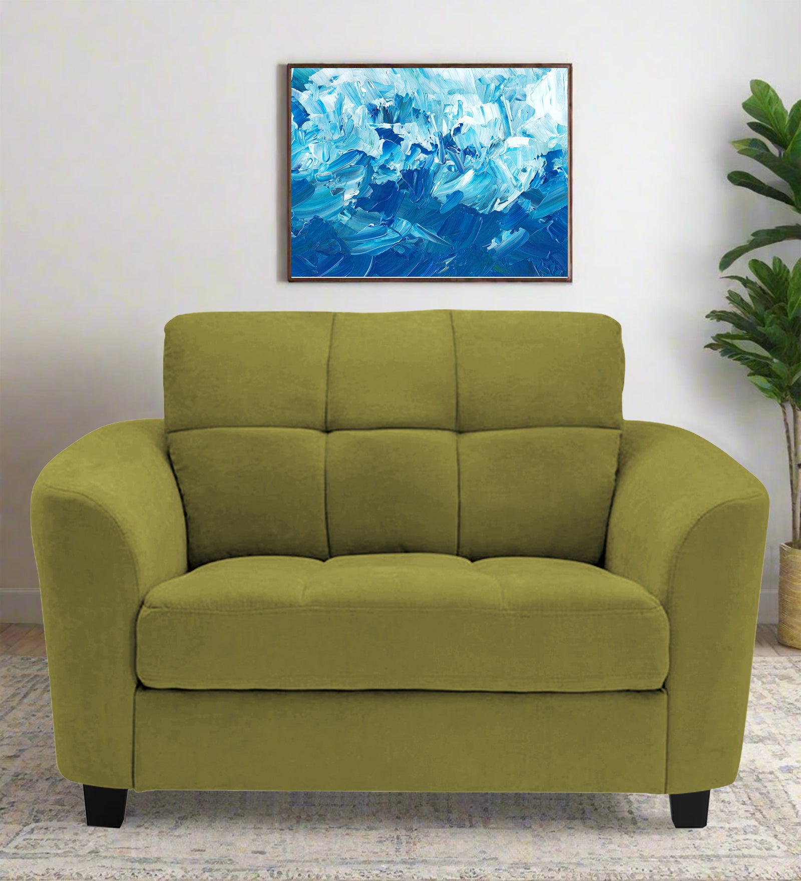 Mulan Fabric 1 Seater Sofa In Kelly Green Colour - Febonic Living