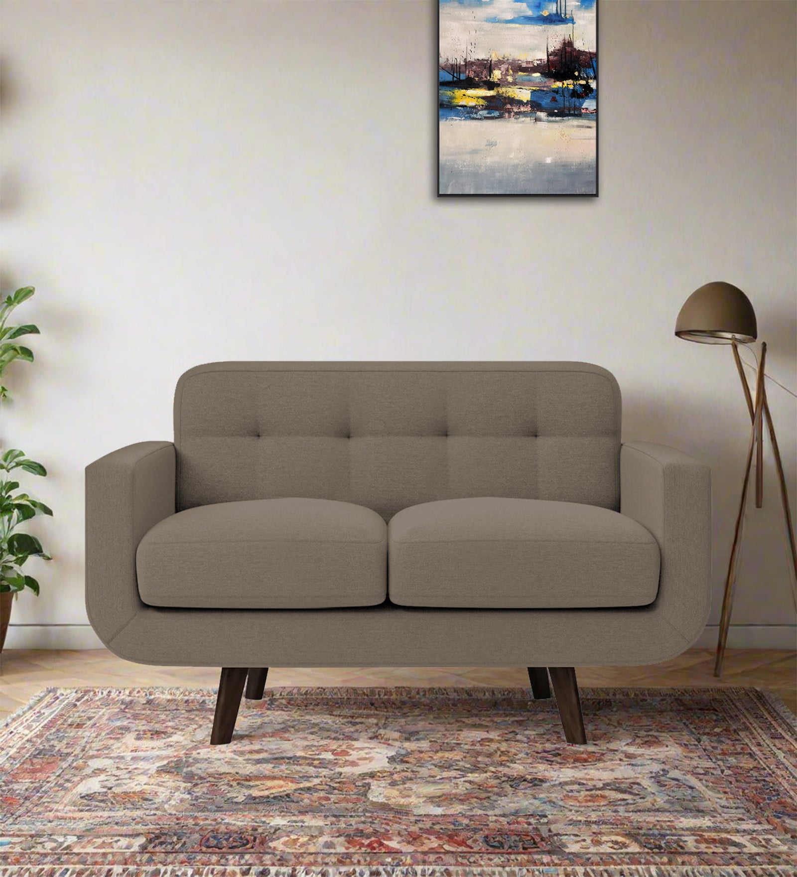 Marsela Fabric 2 Seater Sofa In Hazel Beige Colour - Febonic Living